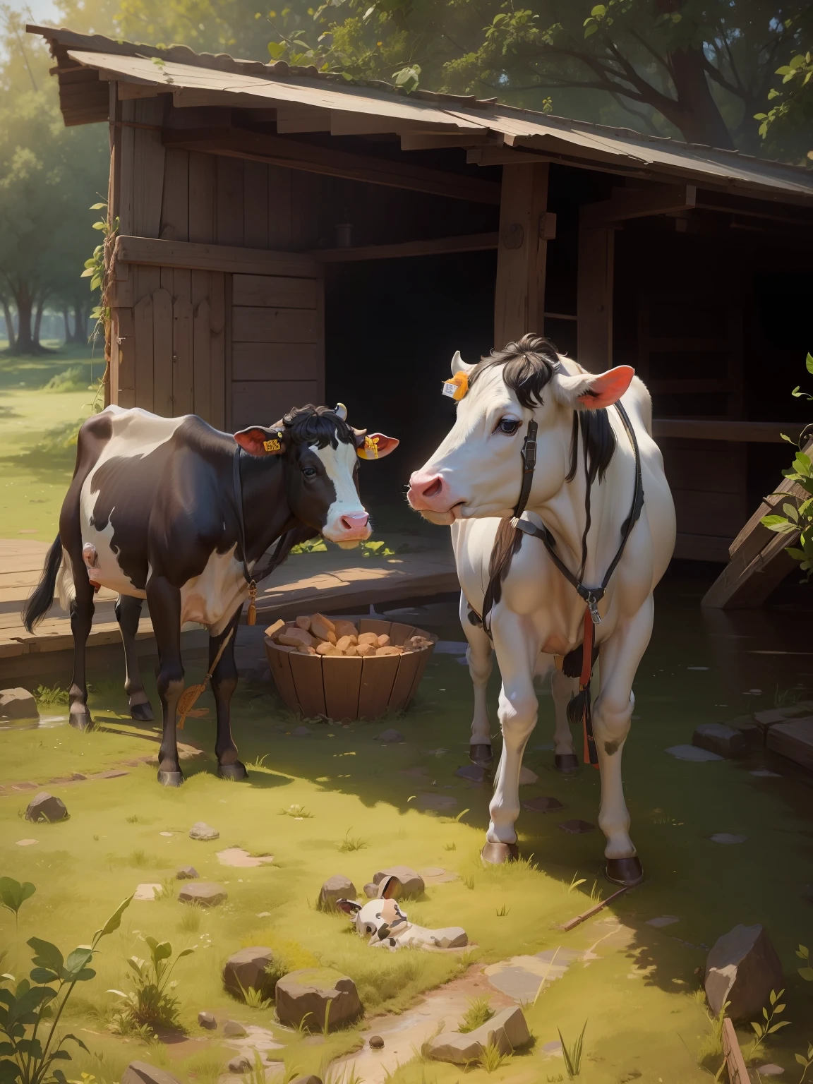 Two beautiful cow baby. Colour background and 8k resulation