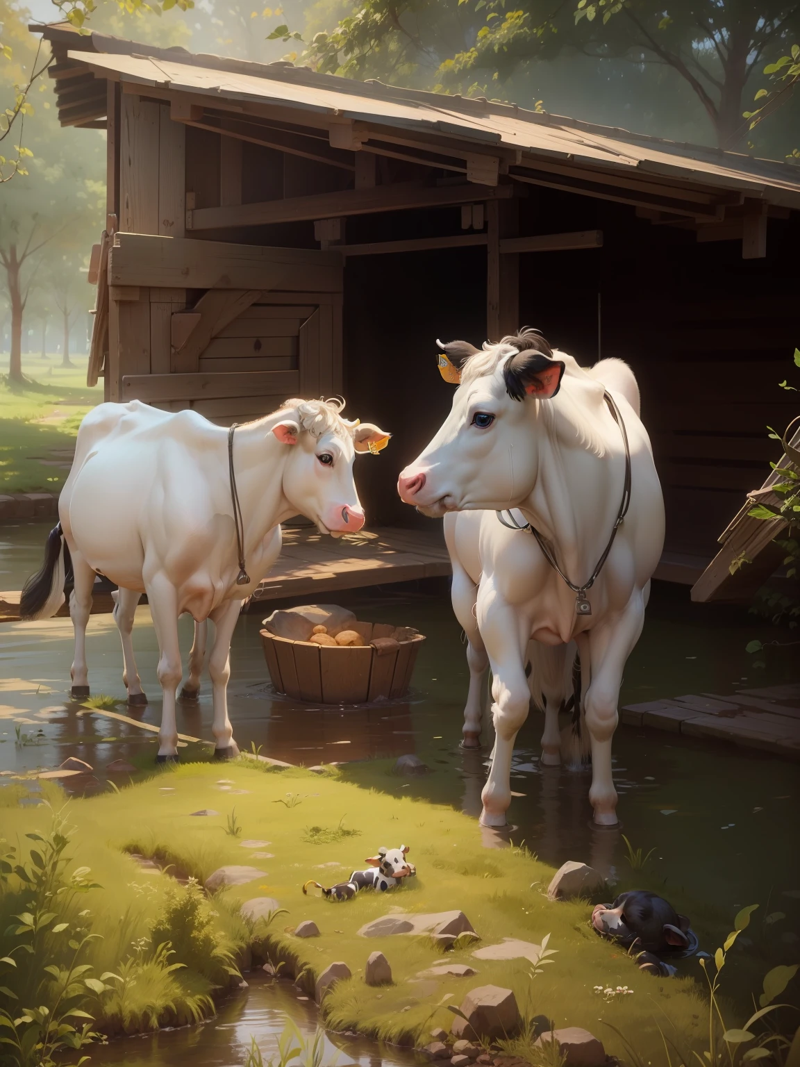 Two beautiful cow baby. Colour background and 8k resulation