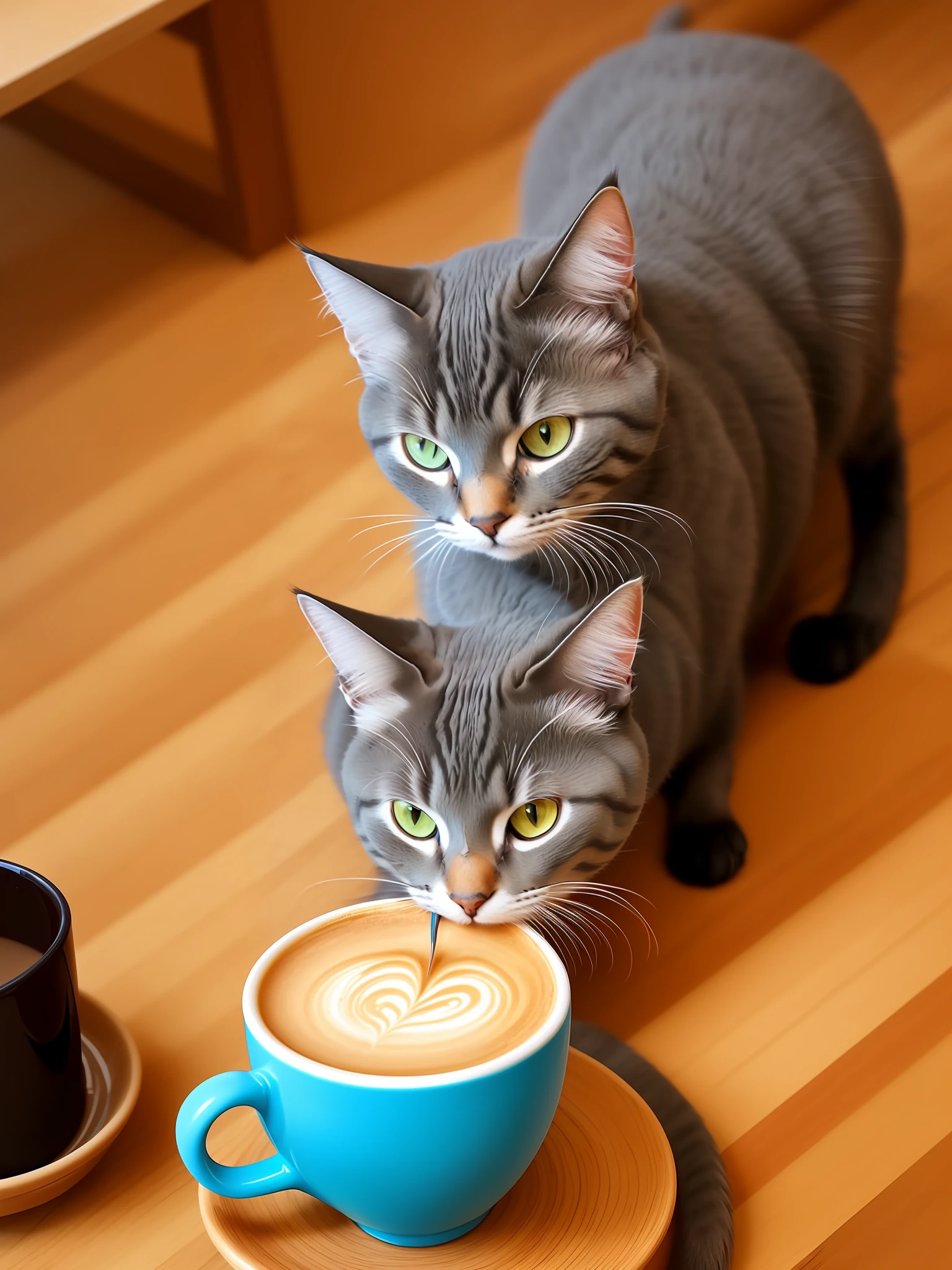 Cat drinking coffee in 4k
