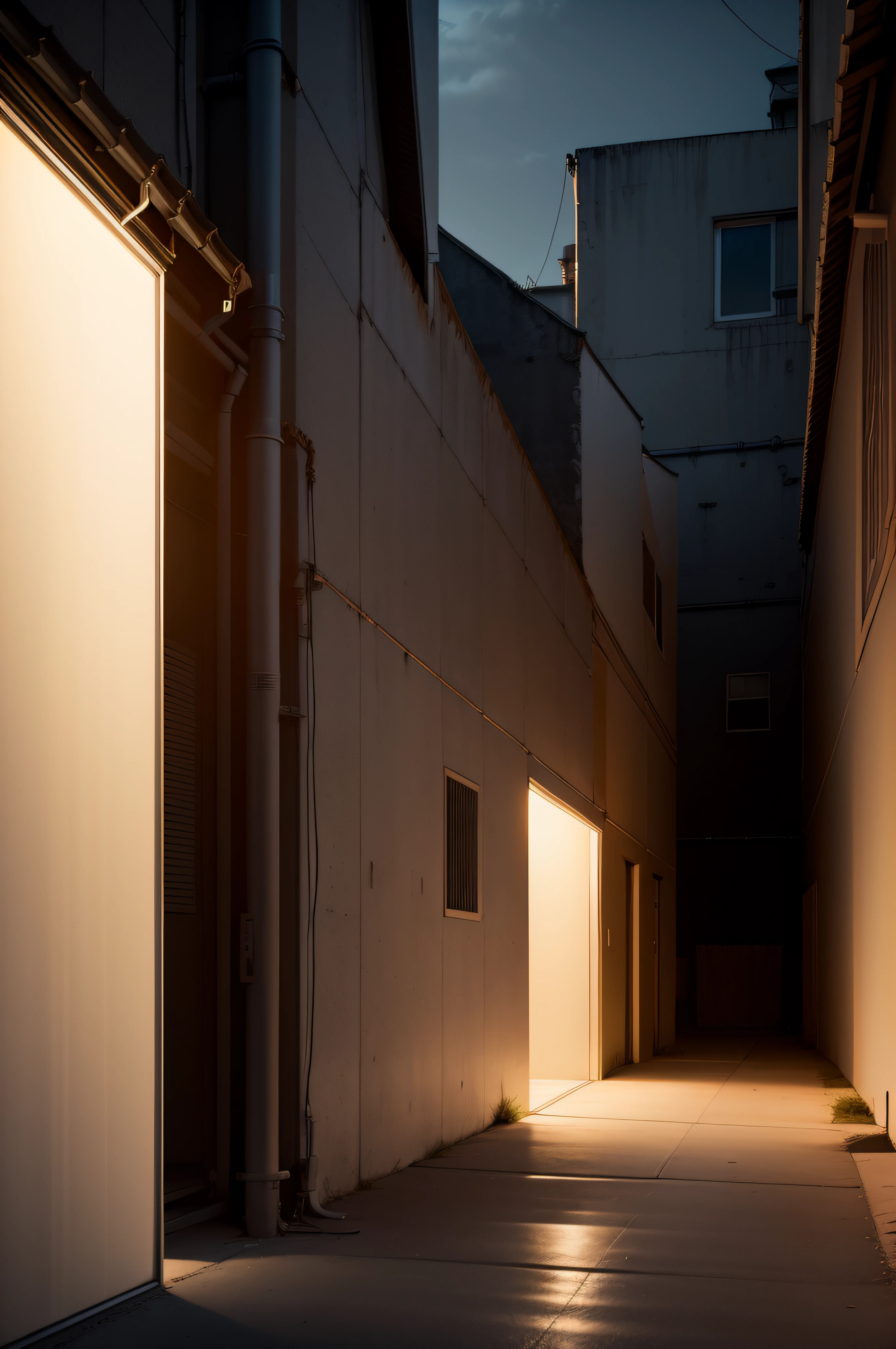 At night there are lights on the walls of the building,Canon 5D shooting,Garage walls,Evening walls,Natural beam,Camera Angle,Walls,Modern wall covering