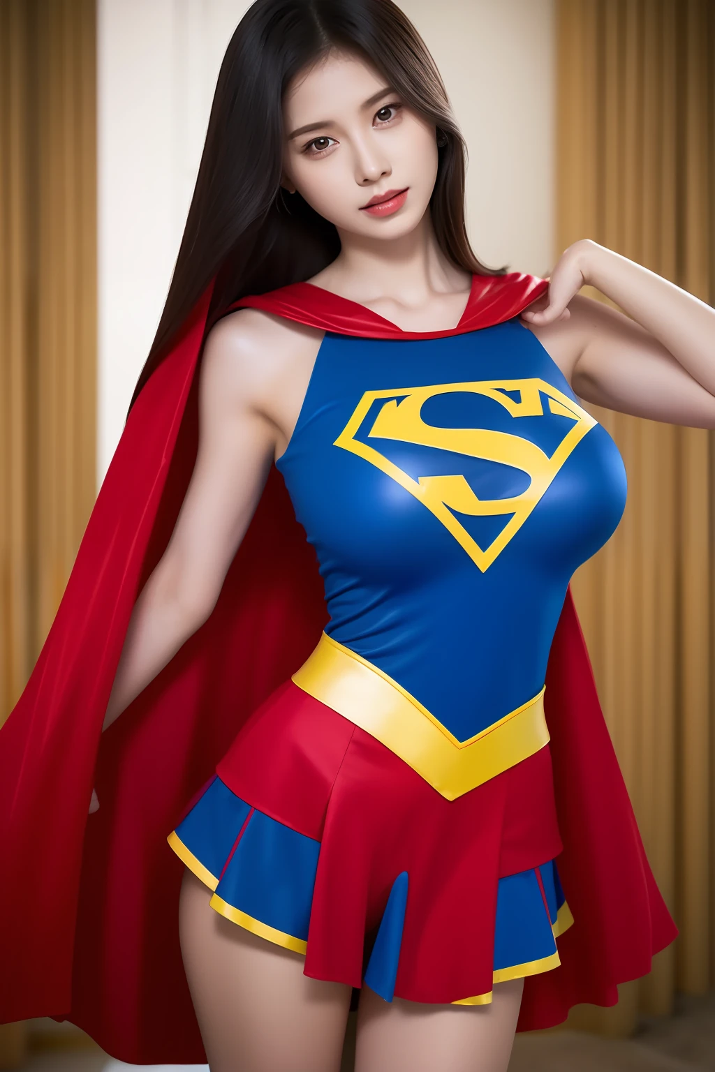 Woman body set big breasts, Supergirl costume dress