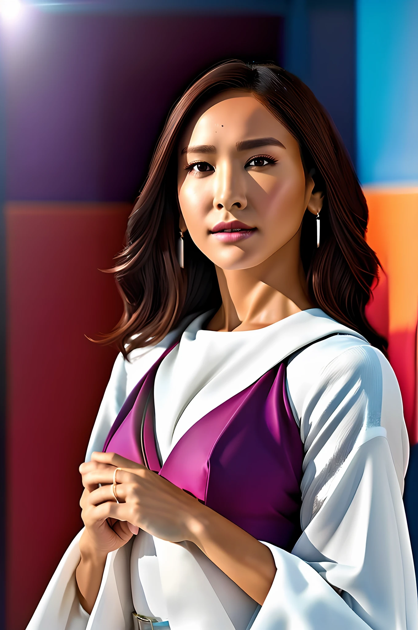 A fictional being, (((corpo inteiro))), Mulher morena nova, soio, Close-up, Sunniness, foto profissional, majo, rosto perfeito, Anos 30, vestido branco, detalhes brilhantes, salto em altura, Ultra High Definition, 8k, Motor Unreal 5, Ultra sharp focus, Obra de arte intrincada, altamente detalhado, vibrant high definition, 16k, cinemactic, alta qualidade, hyper realistic cover photo awesome full color, cinematic quality, High definition, 16k, cores vibrantes, lighting professional best quality, ultra high-resolution, (fotorrealista: 1.4) , high resolution, circunstanciado, tiro cru, sharp re, By Lee Jeffries Nikon D850 Film Stock Photography 4 Camera Kodak Portra 400 Lens F1.6 rich colors hyper realistic realistic texture dramatic lighting irrealengine trending at artstation cinestill 800