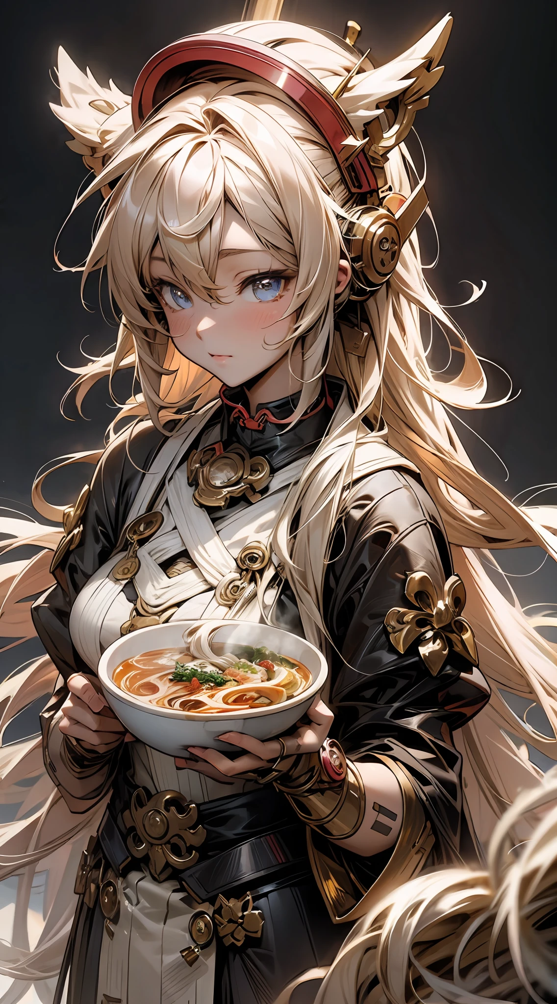 Anime girls with long hair, ramen、during a meal、best anime 4k konachan wallpaper, Detailed Digital Anime Art,