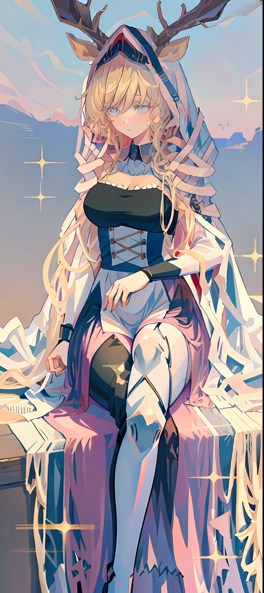 Anime girl sitting on bed,Plush toy in front of the window, Anime moe art style, lofi portrait, Guviz-style artwork, Soft anime illustration, drawn in anime painter studio, lofi portrait at a window, digital art from danganronpa, in an anime style, made with anime painter studio, Guviz, animeaesthetic