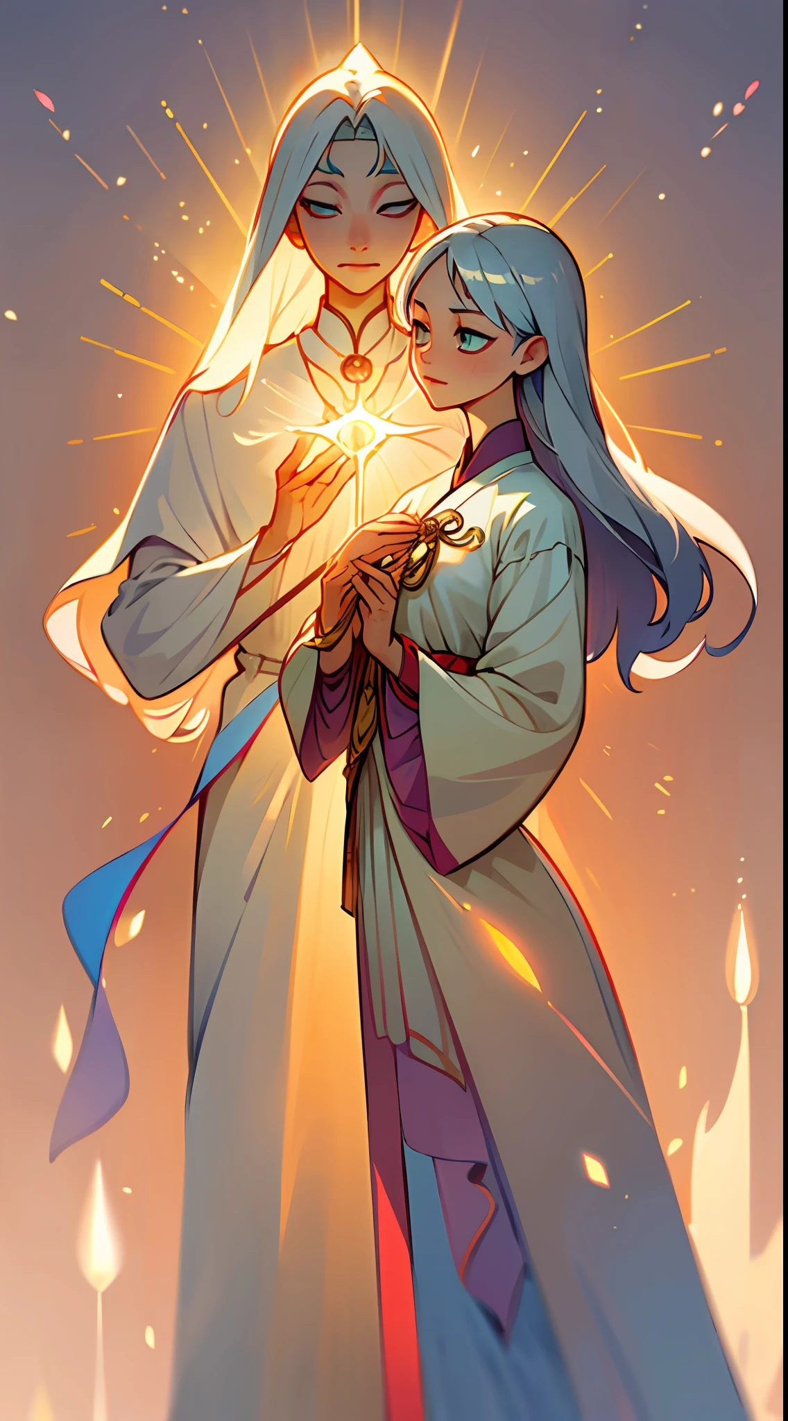 Goddess of Light 1.4、
Beautiful 1.2、
Solemn 1.6、
curves、
fluency、
rhythm、
Tall body、
Slender、
Perfect proportions、
Symmetrical limbs、
white as jade、
Soft glow、
divine power、
Hair like gold1.8、
Delicate、Abundance、
Sunlight color、
The eyes are wise and loving、
Bright stars、Slender eyebrows、
ellegance、wisdom、Noble、
The lips are red like cherry blossoms、ssmile、Timeless stories、
Gorgeous fringed white dress、
Silver glow、White rainbow ribbon 1.5、
A symbol of peace and tolerance、Manners are dignified、ellegance、Light steps、stable、strength、Strong will、Holy、exalted、Divine Breath 1.7、respect、lament、Brighter、wanting