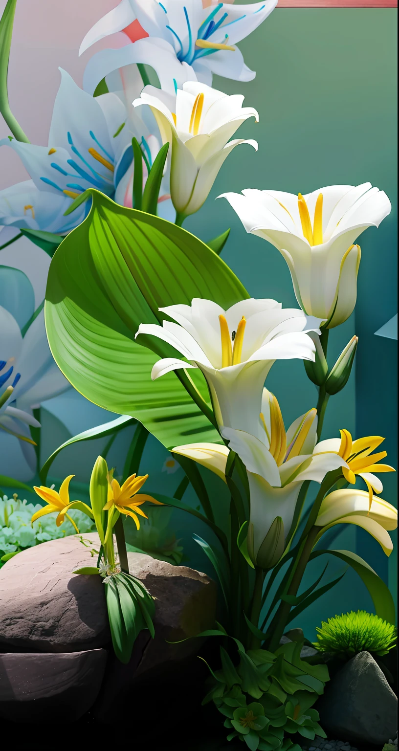 There are two white flowers sitting on the rock, the lilies. 8 k'', lilies, lillis, the lilies, White lilies, the lilies, Beautiful flowers, elegant flowers, wallpaper hd, big lilies, Beautiful image, lush plants flowers, Magical flowers, Beautiful wallpaper, beautiful flowers, tropical flower plants, large exotic flowers, wallpaper hd, High quality wallpaper