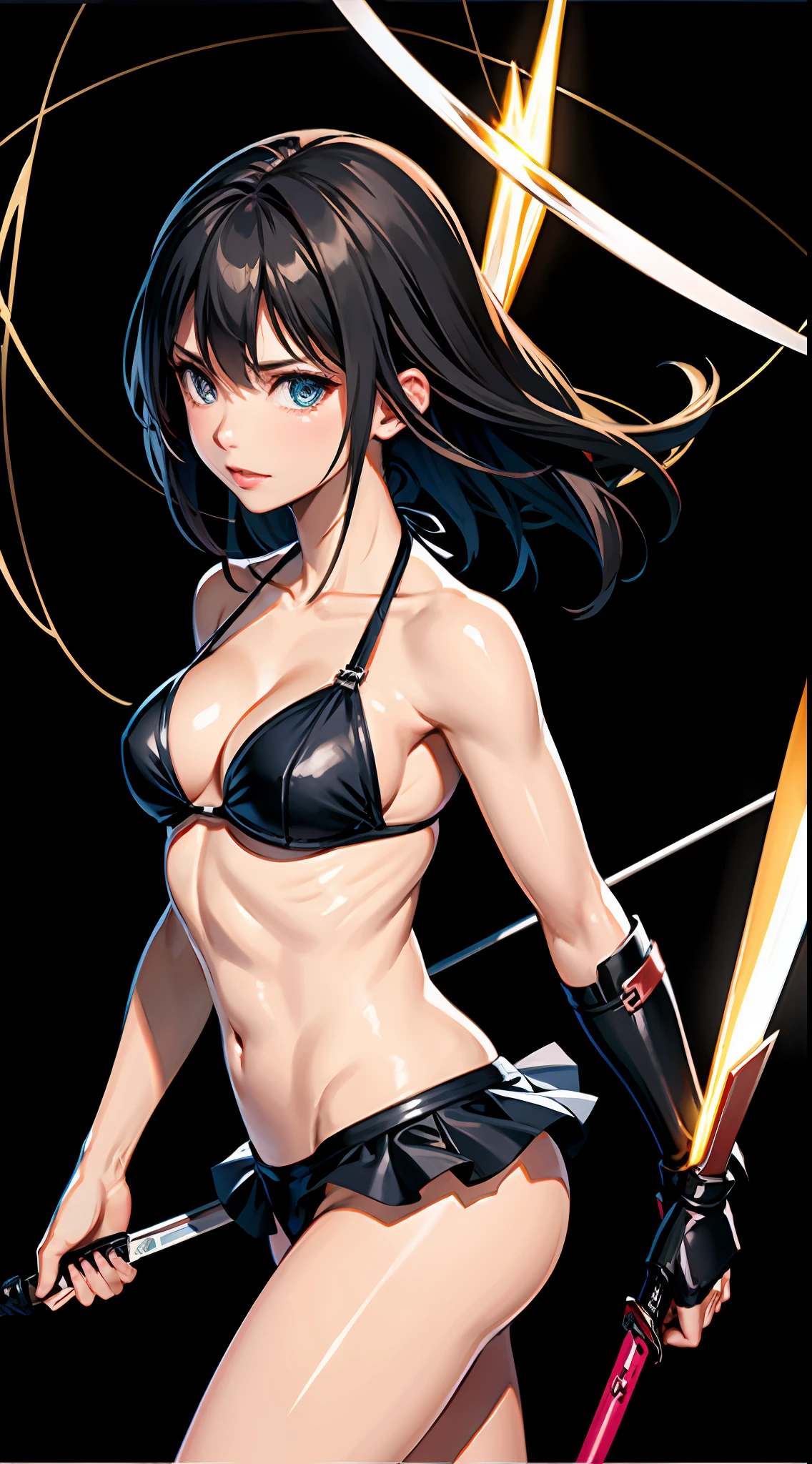 Bikini girl，Wield the whip，flash lights，gallows，knife holder