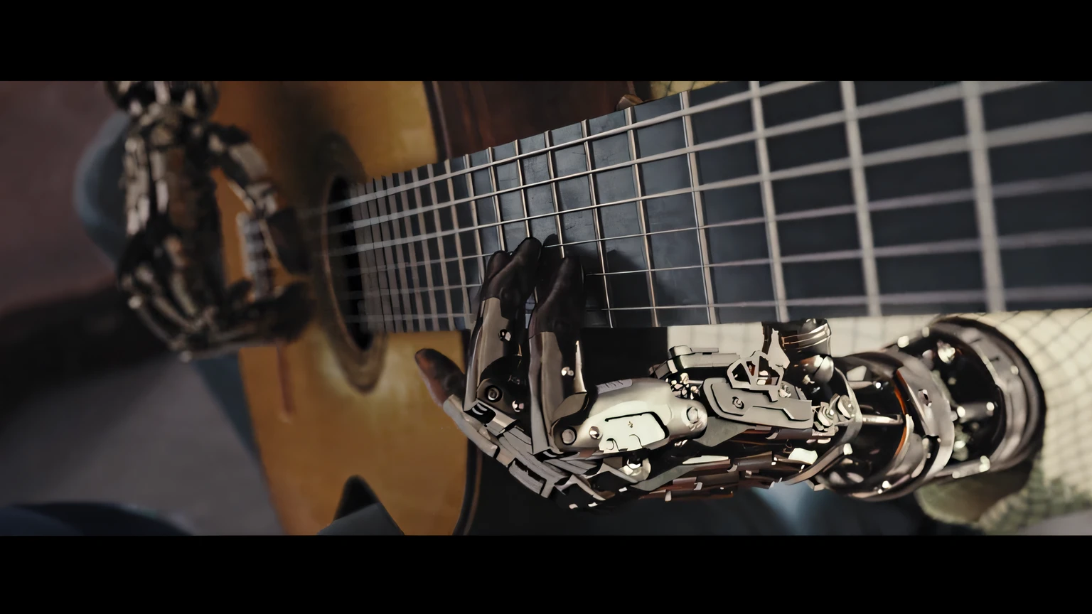 playing guitar robotic arm