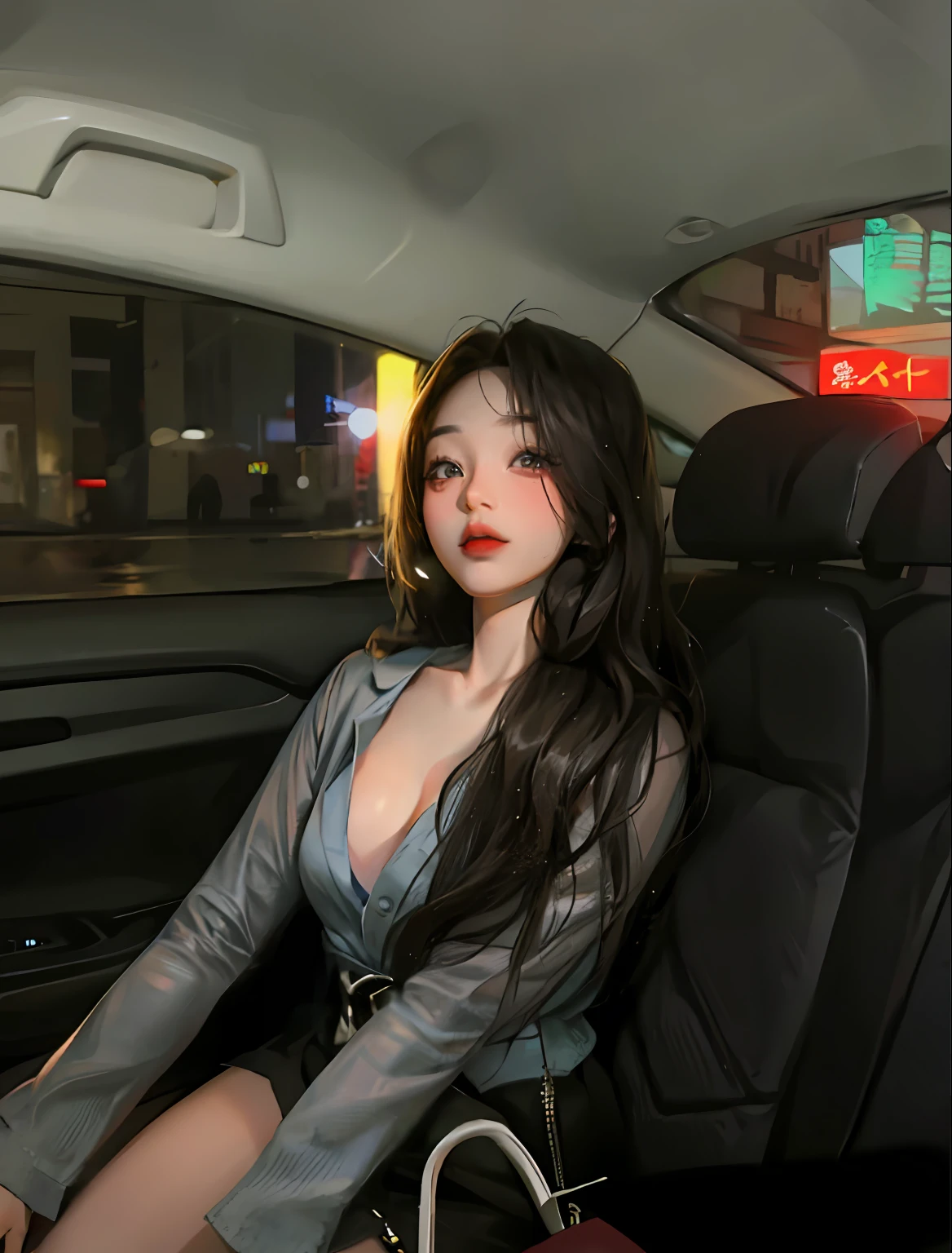 Araki woman sitting in the car,Korean girl,beautiful Korean women, Korean woman, sits in her car, 19-year-old girl, Attractive girl, Lovely woman, Handsome girl, Beautiful Asian girl