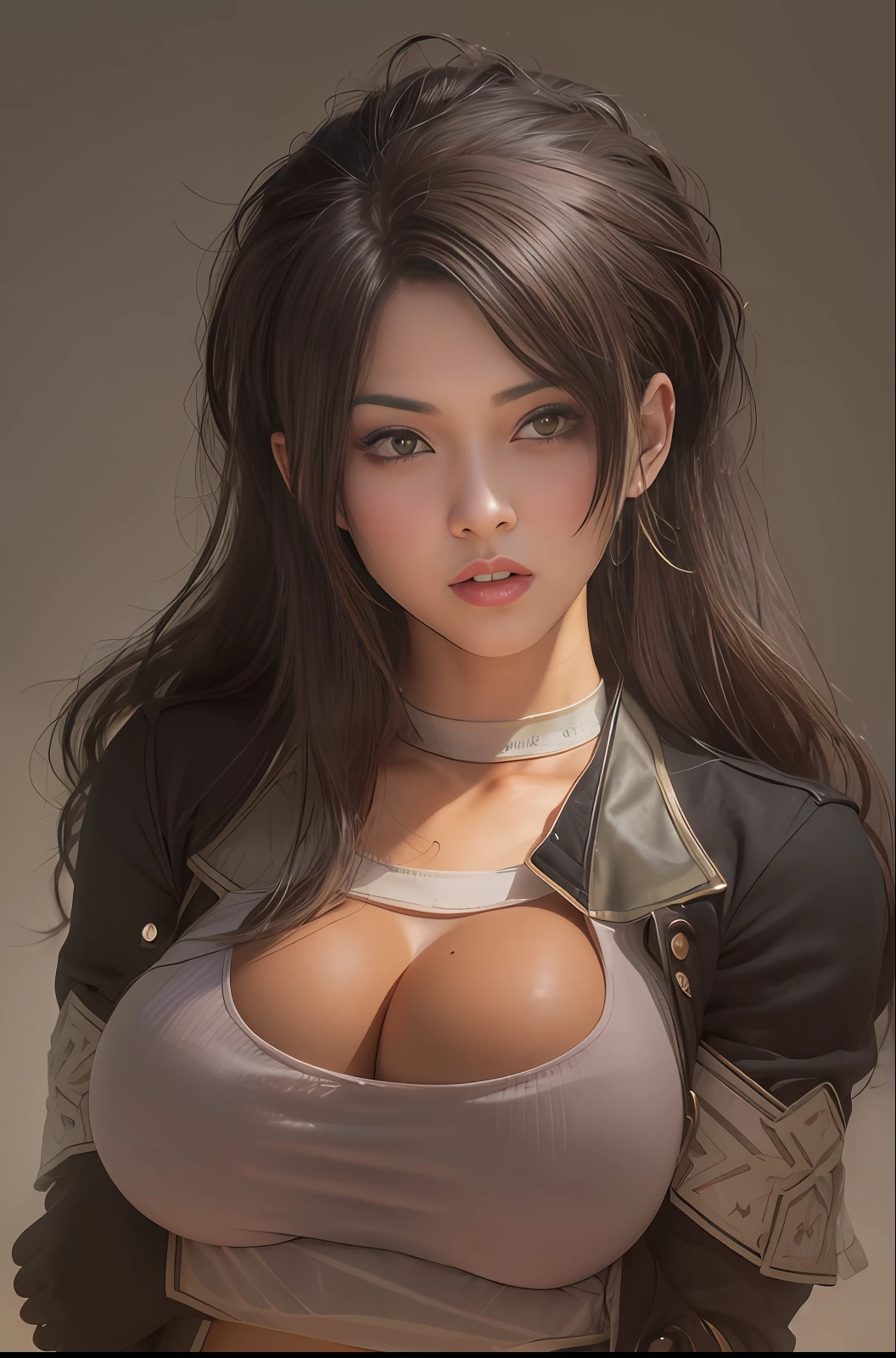 A SUPER HOT BRUNETTE FEMALE WITH MASSIVE BOOBS