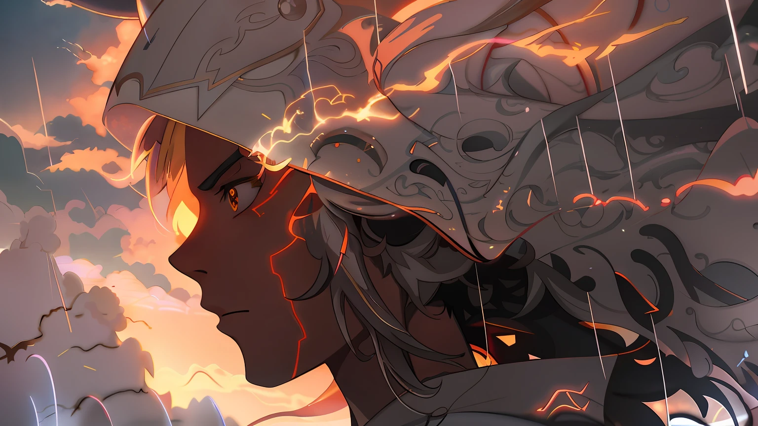 Anime characters with headdresses and lightning bolts in the background, Detailed digital anime art, Artgerm and Atey Ghailan, Makoto Shinkai Cyril Rolando, afrofuturism anime, Digital anime illustration, Digital anime art, Guviz, Anime epic artwork, Anime art wallpaper 4k, Anime art wallpaper 4 K, jc leyendecker and sachin teng