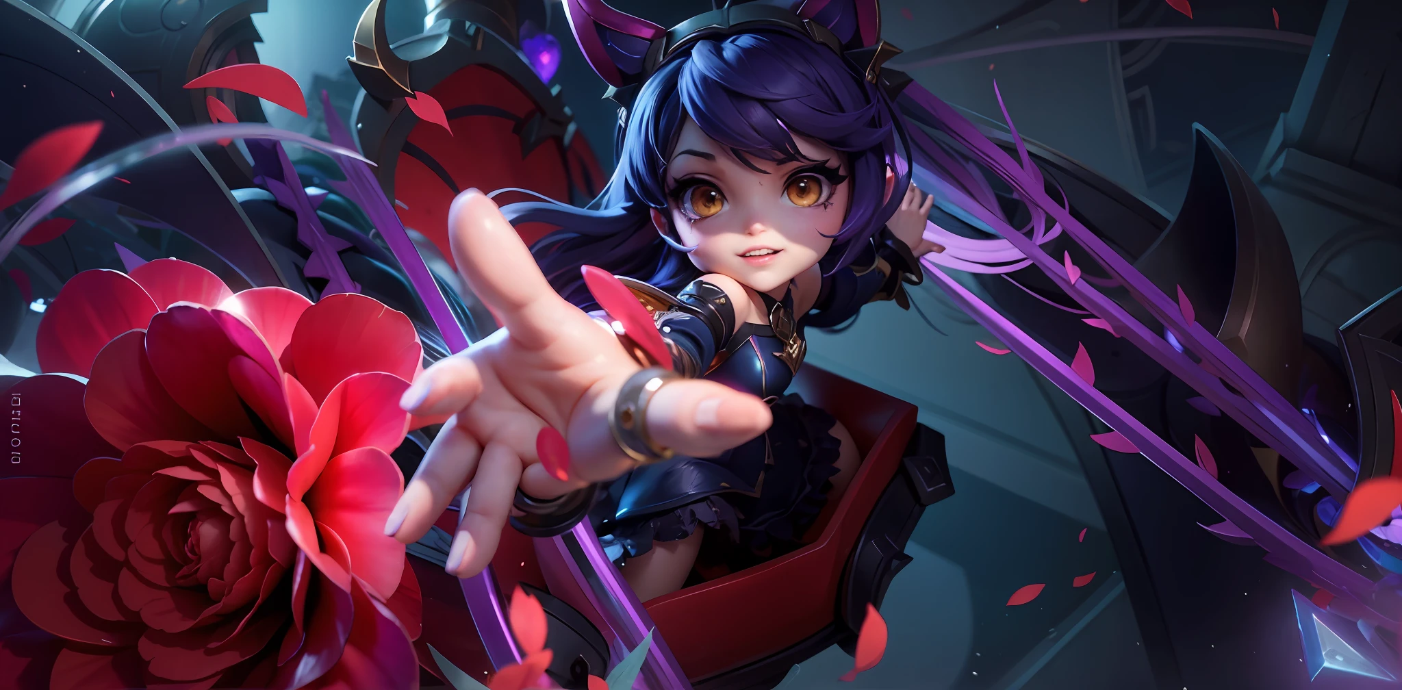 a closeup of a person with a flower in his hand, Artgerm extremamente detalhado, Irelia, KDA, de League of Legends, splash arte anime loli, Estilo Artgerm, Personagem de League of Legends, Splashart de League of Legends, ! arte dos sonhos, Arte de League of Legends, Arte estilo League of Legends, Estilo League of Legends