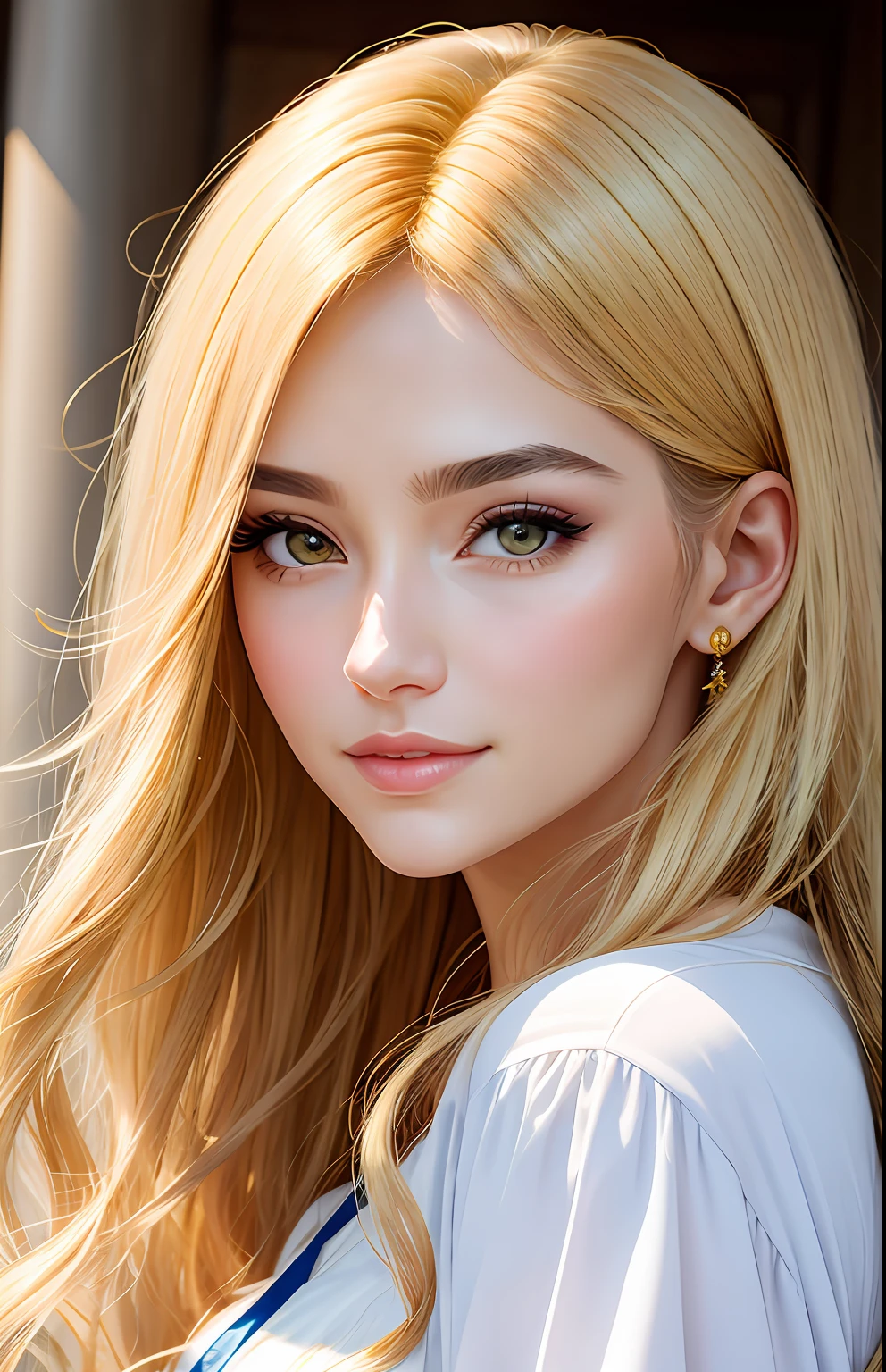 animesque、portraitures、One Person20age、Pretty Woman、Moisturized eyes、Casual clothing、a picture、oval jaw、beautiful countenance、The hair、Yellow eyes with a beautiful shine、LDS Art