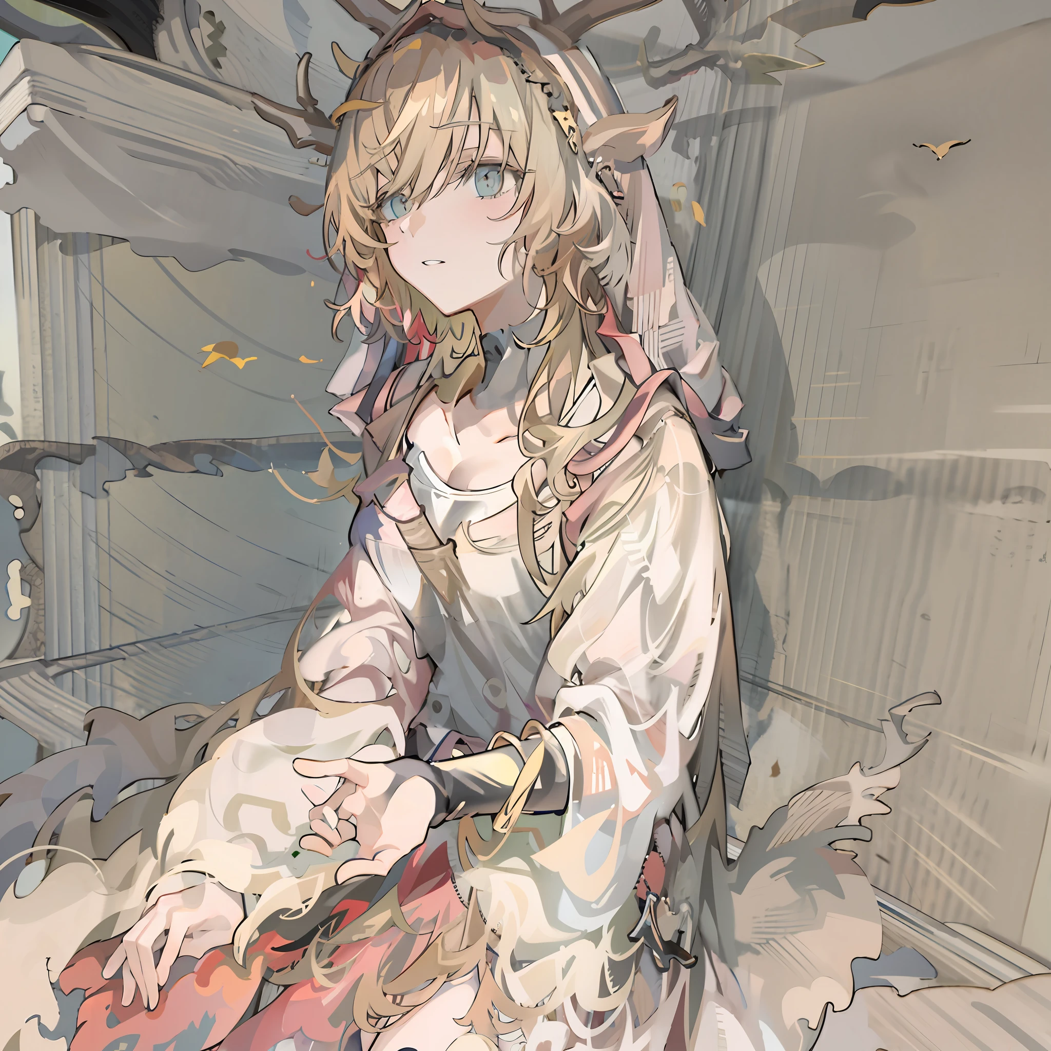 Anime girl sitting on the ground,There is a halo on the top of the head,Line sketch,clean anime outlines,anime sketch,Anime moe art style,Line sketch,flat anime style shading,sketchy artstyle,anime shading,thick line art,sketched,Casual pose,thick lineart,clean and meticulous anime style,linear art,with index finger,Line art。