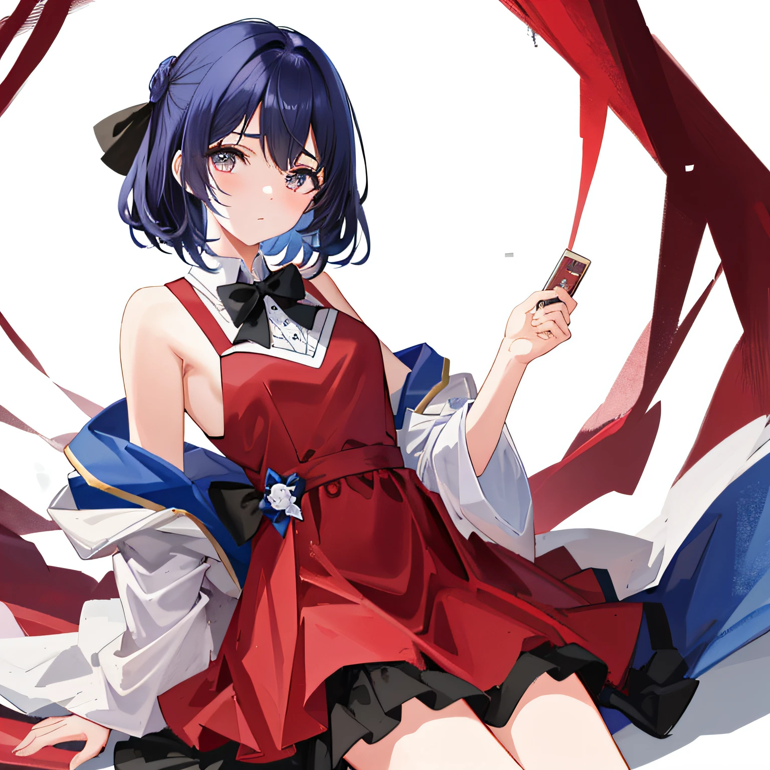 Tsundere、quadratic element、Small li、with short black hair、Bright eyes、Small round face、upturned eyebrows、Fair and smooth skin。 Sweet、Lolita style、Puffy skirt、Lace、Bow knot、The color is bright、Cute style、In pink、blue colors、red colour、lace legwear、tigh-high boots、Cute accessories、Bow hairpins、neck chain、bangle、school ground、Anime Carnival。Falling streamers and debris,a sense of atmosphere。absurderes, A high resolution, Ultra detailed, elegant flourishes, and a sense of craftsmanship and skill,。Anime girl in maid costume sitting on a branch, Beautiful anime girl, seductive anime girls, cute anime waifu in a nice dress, pretty anime girl, attractive anime girls, Cute anime girl, beautiful and seductive anime woman, (Anime girl), Anime girl, Kawasi, Guweiz in Pixiv ArtStation, Extremely detailed Artgerm