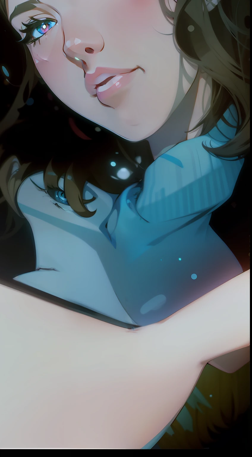 There's a girl in a blue shirt looking at a cell phone, Ilya Kuvshinov. 4 mil, Close up de Lain Iwakura, Close Up Iwakura Lain, Sayori, tou, anime fotorrealista, pintado em anime painter studio, close up de uma jovem garota de anime, pixiv 3dcg |, Rosto de Ilya Kuvshinov