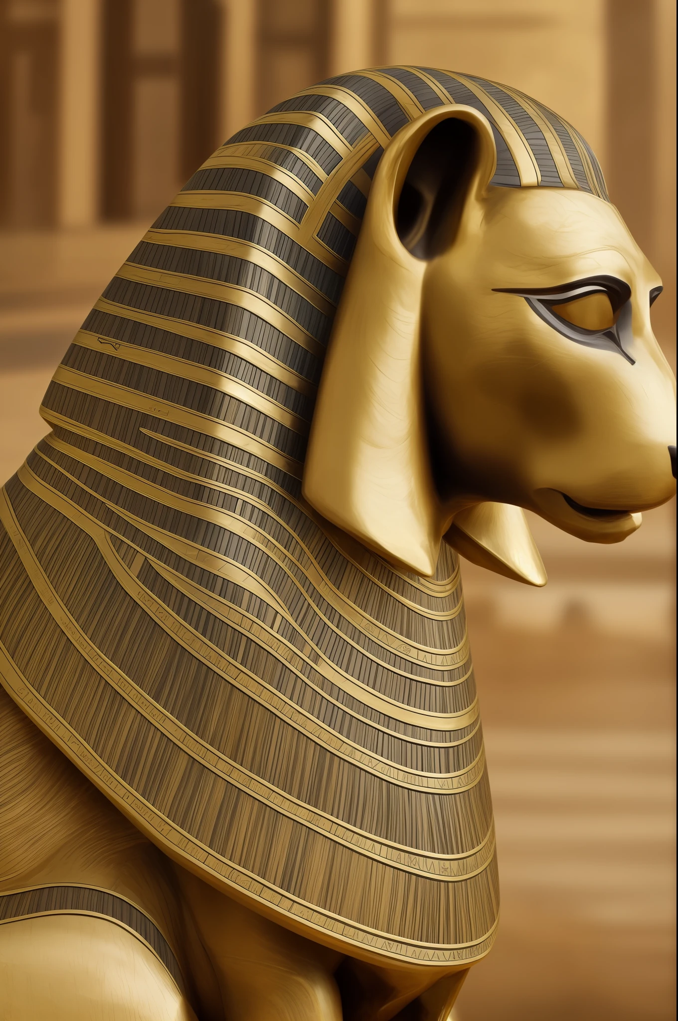 Egyptian sphinx in the shape of a dog, Ancient Egyptian art style, 8K, realista