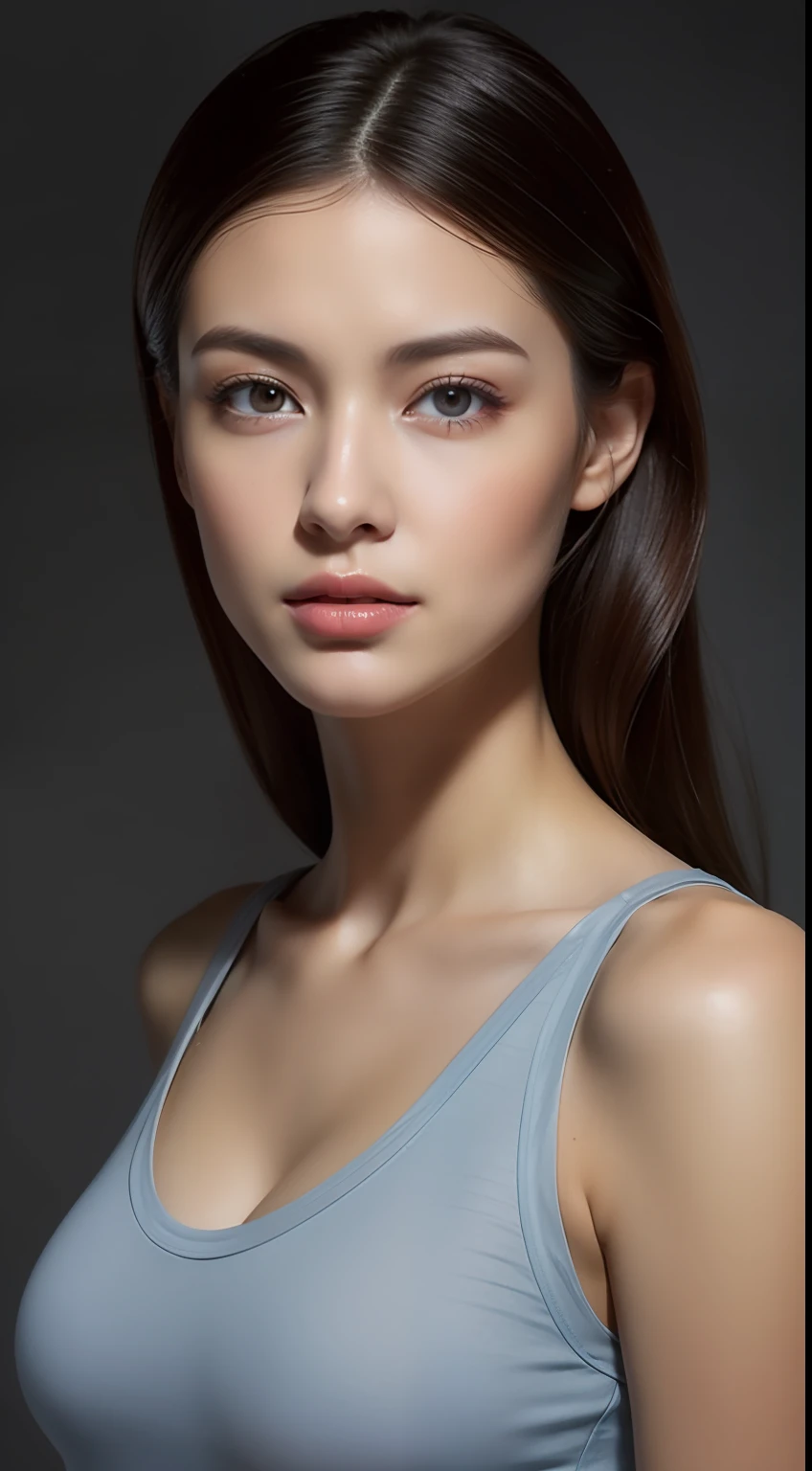 dressed, (photo realistic:1.4), (hyper realistic:1.4), (realistic:1.3),
(smoother lighting:1.05), (increase cinematic lighting quality:0.9), 32K,
1girl,20yo girl, realistic lighting, backlighting, light on face, ray trace, (brightening light:1.2), (Increase quality:1.4),
(best quality real texture skin:1.4), finely detailed eyes, finely detailed face, finely quality eyes,
(tired and sleepy and satisfied:0.0), face closeup, t-shirts,
(Increase body line mood:1.1), (Increase skin texture beauty:1.1)