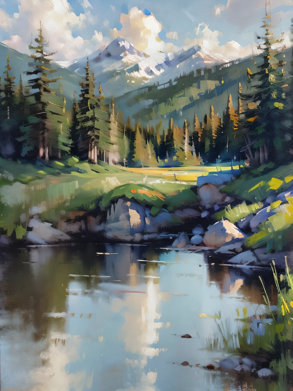 Mountain Landscape Print | Vintage Oil Painting