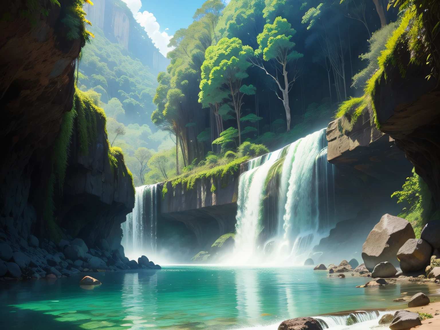 cachoeira, crystal water, real, floresta, vegetation, beautiful sky, clear sky without clouds,