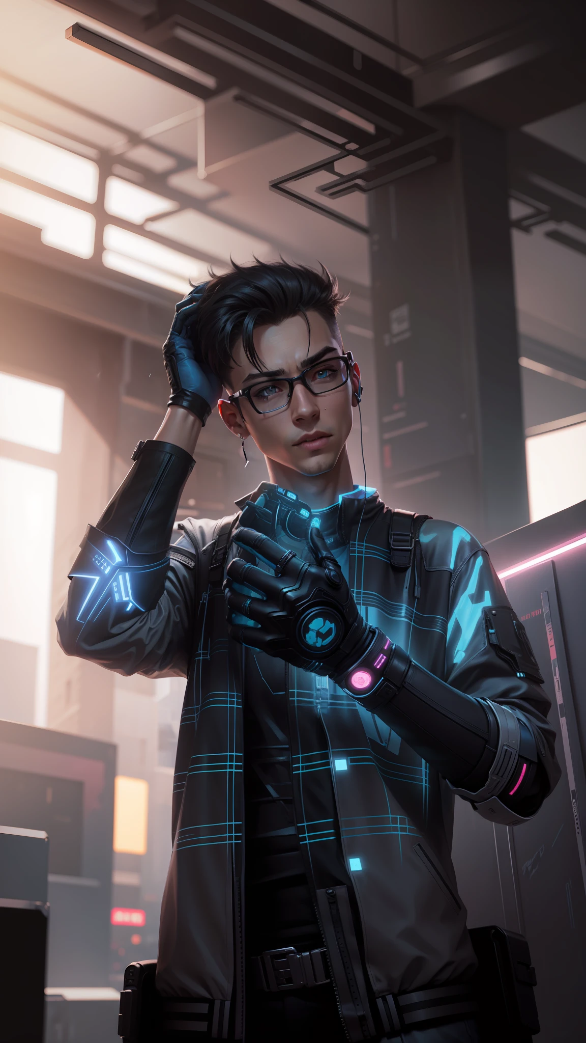 Change background cyberpunk cute boy , realistic face , High quality realistic ,8k ultra realistic,