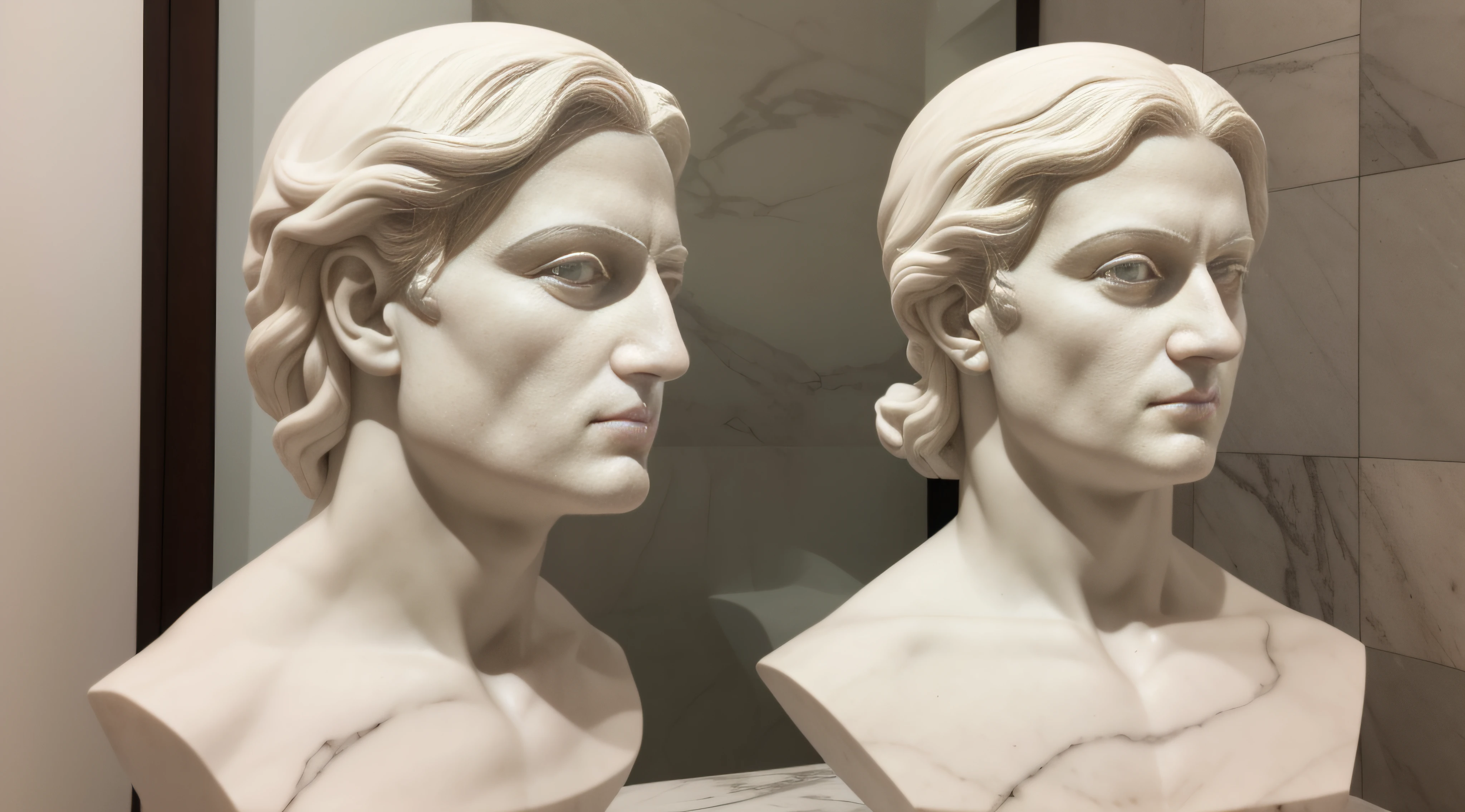philosopher sculpture in marble, detalhado, realista, autorretrato