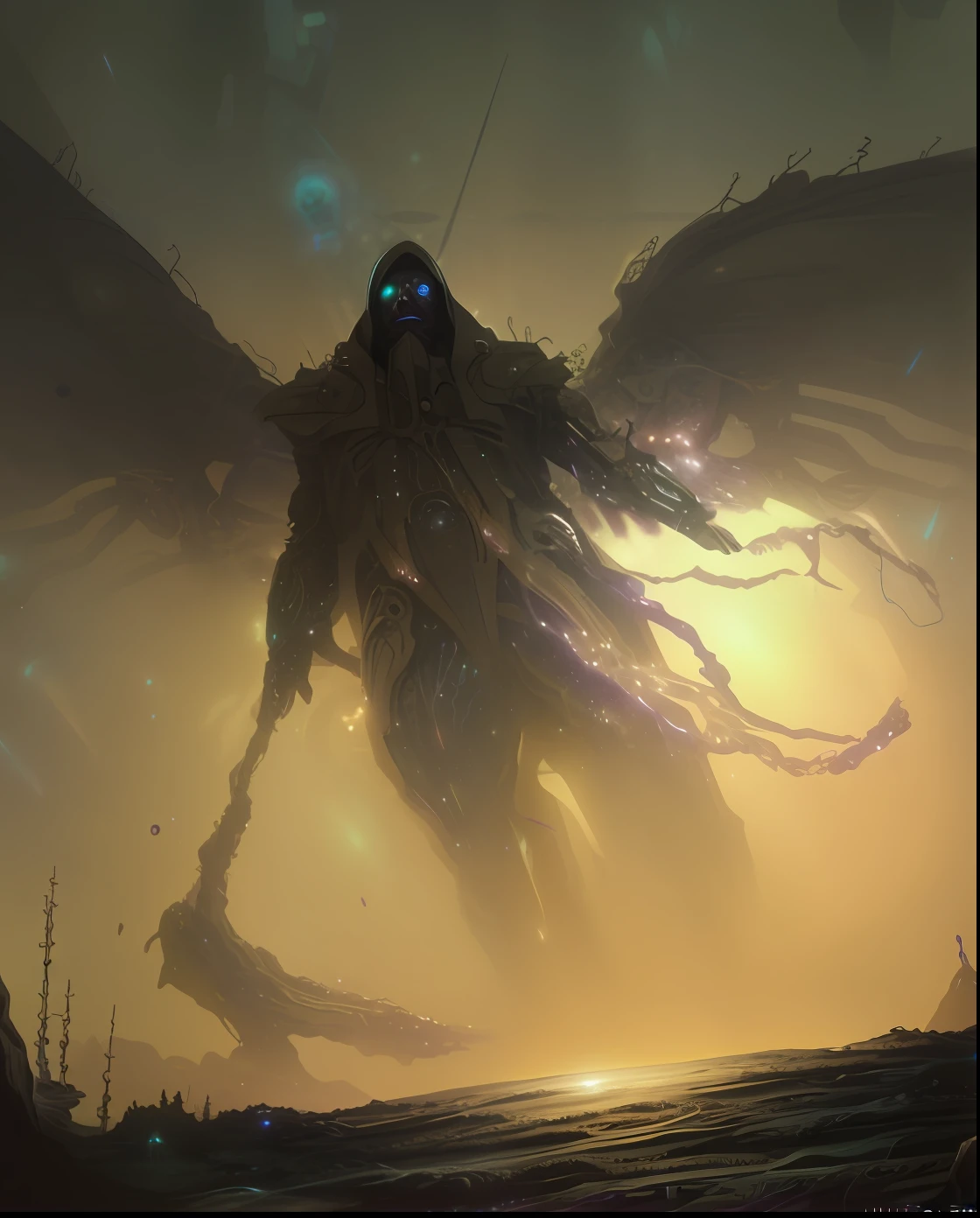a close up of a person with a purple light in the background, cosmic horror concept art, portrait of a cosmic entity, galactic entity, in the astral plane ) ) ), astral appearance, dark sci-fi art, nebula aura surrounding subject, strange portrait with galaxy, galactic deity, beeple and jean giraud, galactic dmt entity, cosmic entity