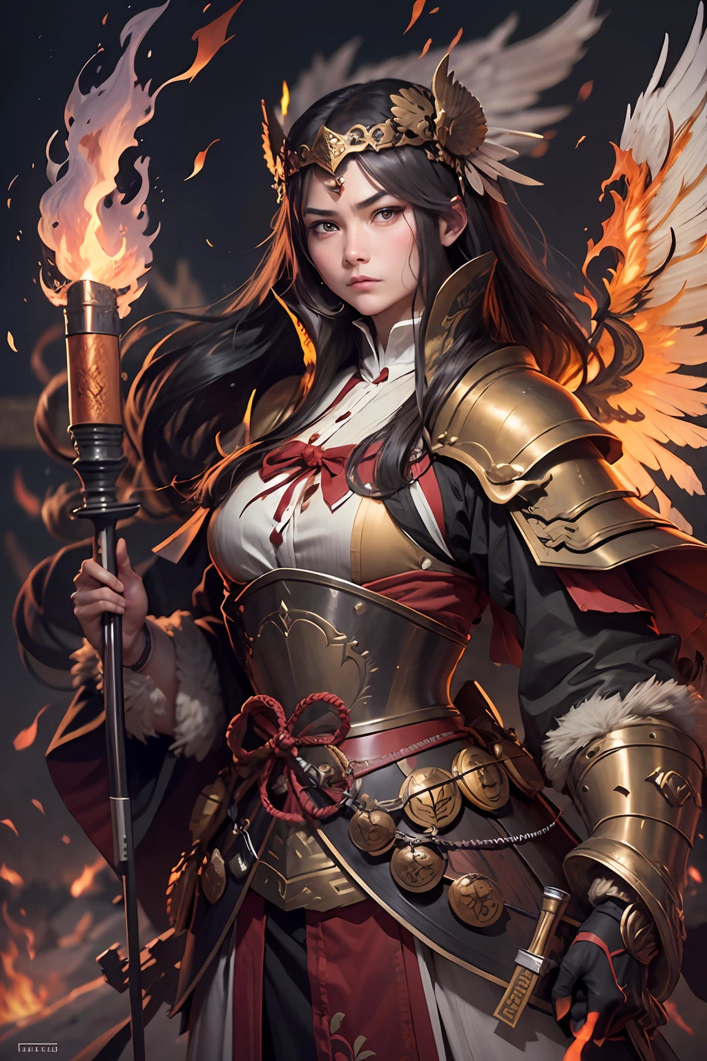 (anthropomorphic turtle),(Golden Eagle Samurai:1.4),Wide wings,feater,a tall body,Stout limbs,Look at me condescendingly,disdain,despise,The long hairs of the flame fluttered in the wind,combats,Dynamic lines,Dimly lit battlefield,fire glow,Ruined castle,(stereoscopic perspective:1.4),Works of masters,super-fine,4K分辨率,high qulity,电影灯光,High picture detail,Detailed pubic hair,Epic shooting,Clearly focused hair,Detailed hair depiction,acurate