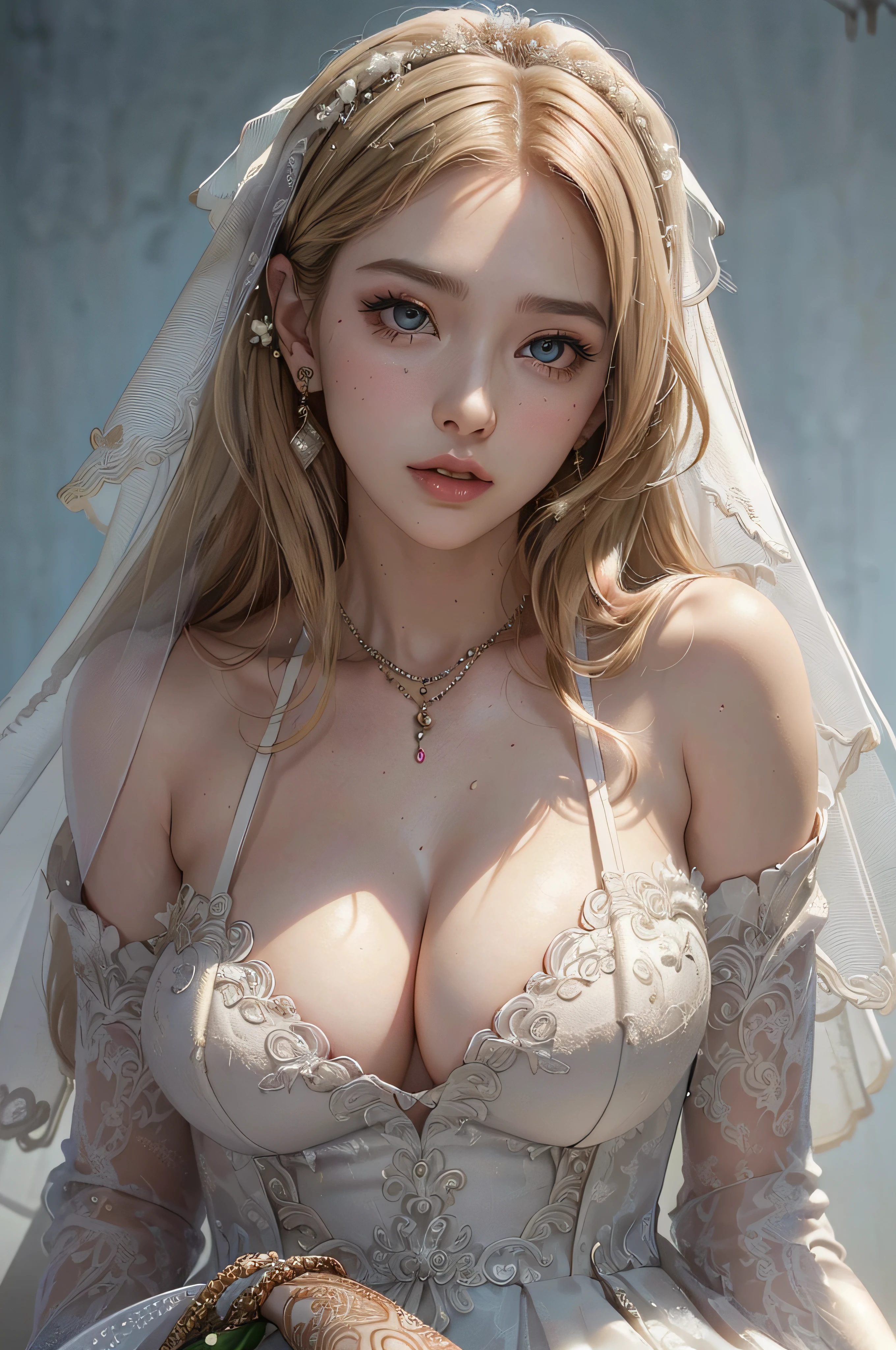 (masutepiece: 1.3), (max resolution: 1.2), (Ultra HDTV: 1.2), cinematric light, 8K resolution, Detailed eyes and skin, detailed facial features, , (Sharp Focus: 1.2), (Focus on Face:1.2),Perfect Style, Beautiful face, acurate, Anatomically correct, Highly detailed face and skin texture, Detailed eyes, Double eyelids, Thin eyebrows, Glitter Eyeliner: 1 Natural cheeks, Glossy skin, Fair skin: 1.2, (Glossy lips: 1.4),、 (Shy look: 1.2),Highly detailed facial and skin texture, Detailed eyes, Double eyelids, Natural cheeks, , shiny lips: 1.4,Exposed cleavage、(A large amount of sperm in the chest:1.4)(Large amount of sperm in the thighs:1.2)、 red blush、humiliated、impatience、dismay、Frightened、glares、Tears、embarrassed from、Open knees、open one's legs、Masturbation behavior、masturbation、rubbing the genitals with fingers,,,,,,,,,,、 White underwear、White bra、Shiny little earrings and necklaces、、Disheveled clothes、Dressing、Exposed panties、Wearing sweat、sodden、Sheer underwear、Full body like、 25 years old, Neat and clean woman 、Wavy Hair、 Semi-long hair, Big, upturned breasts, Sitting on the floor, chies、Golden hair、Green ash eye,(weddingdress:1.6)、veils、