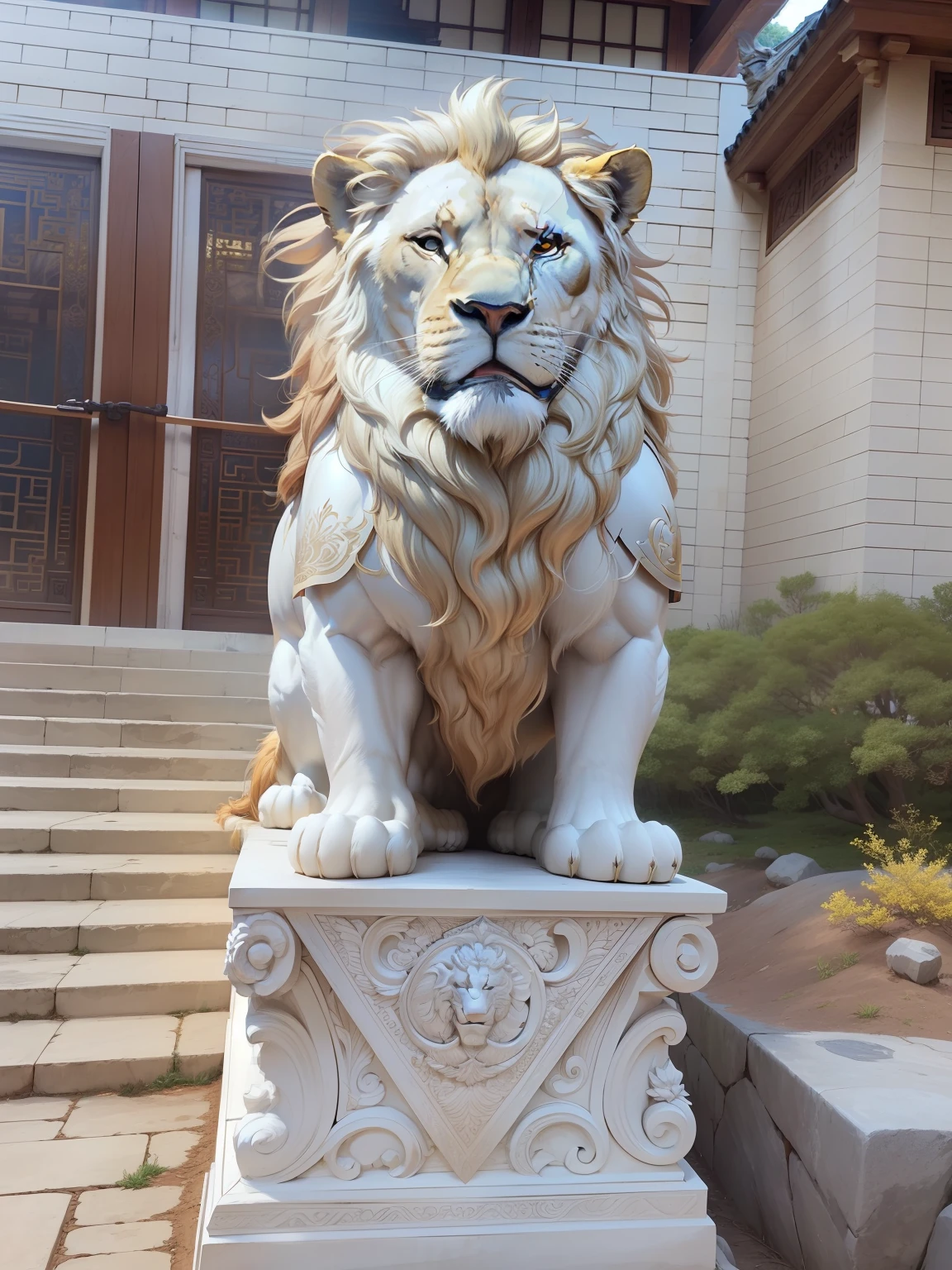 Golden Lion、Brilliant、Mysterious light、Thick mane、Majestic temperament、Golden sunshine、Ancient legends、King of the lions