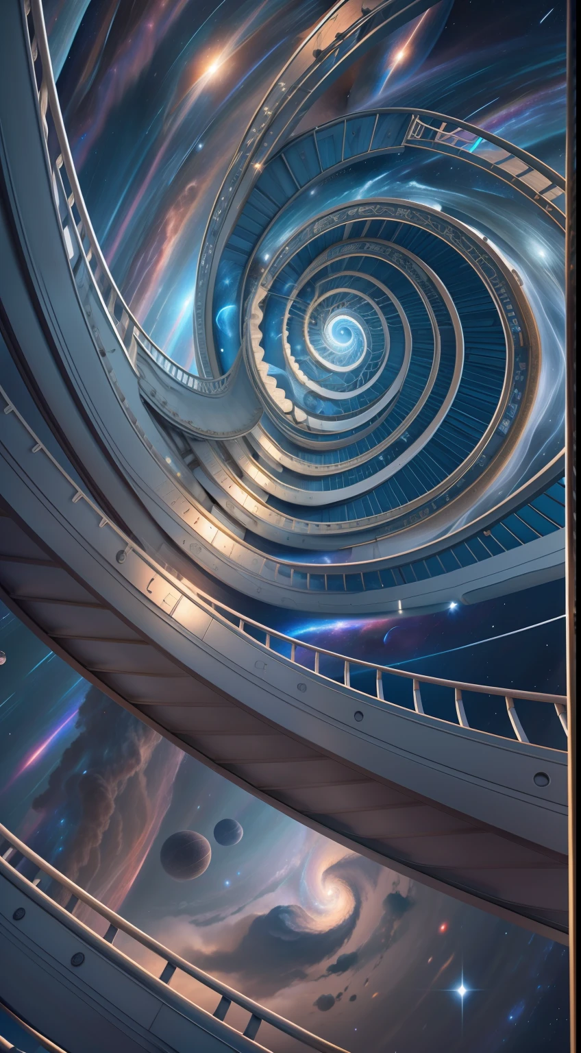 Stairway to galaxies,stars,universe,space,spiral,8k,hyper realistic