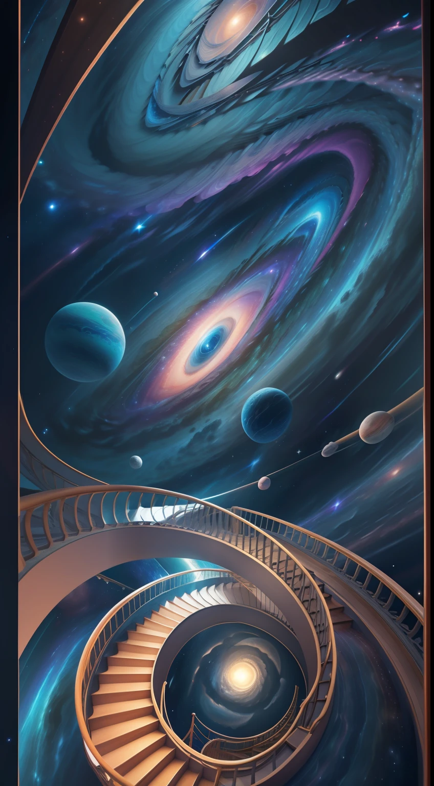 Stairway to galaxies,stars,universe,space,spiral,8k,hyper realistic