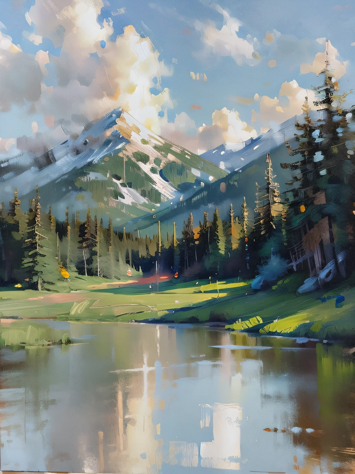 Mountain Landscape Print | Vintage Oil Painting