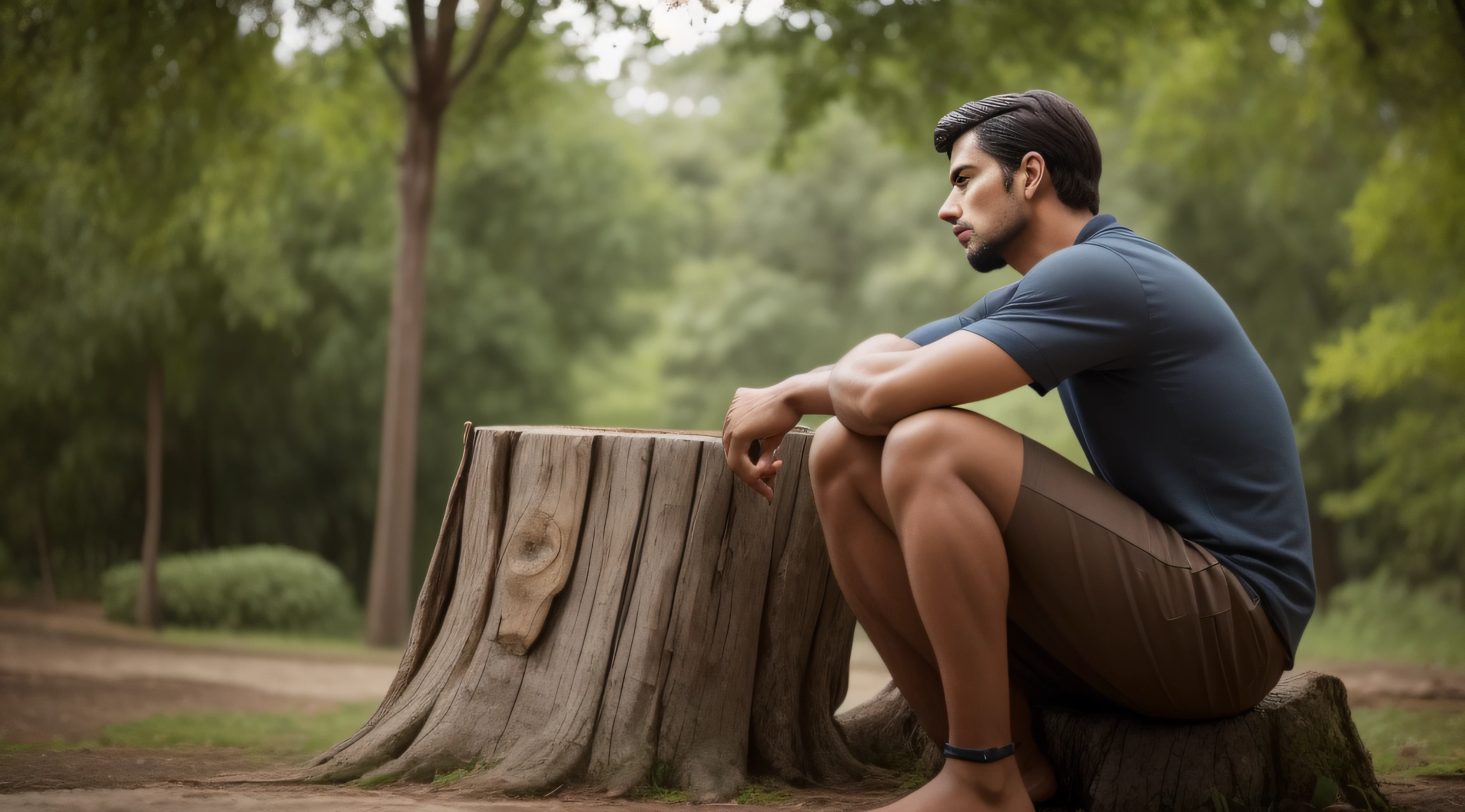 a closeup of a statue of a man sitting on a tree stump, pensador, roupas antigas leves, Pose de pensador, O Pensador, philosopher, Fantasia De Alta Qualidade, dramatic thinking pose, pensativo, sua mente contemplando a eternidade, Absorto em pensamentos, lost in thought, Pensar Pose, pensante, atencioso ), contemplating existence, pensive lonely, Pensando