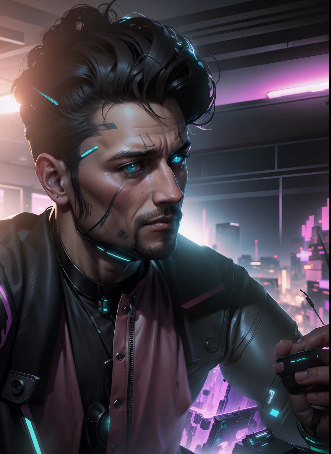 Change background Cyberpunk realistic
