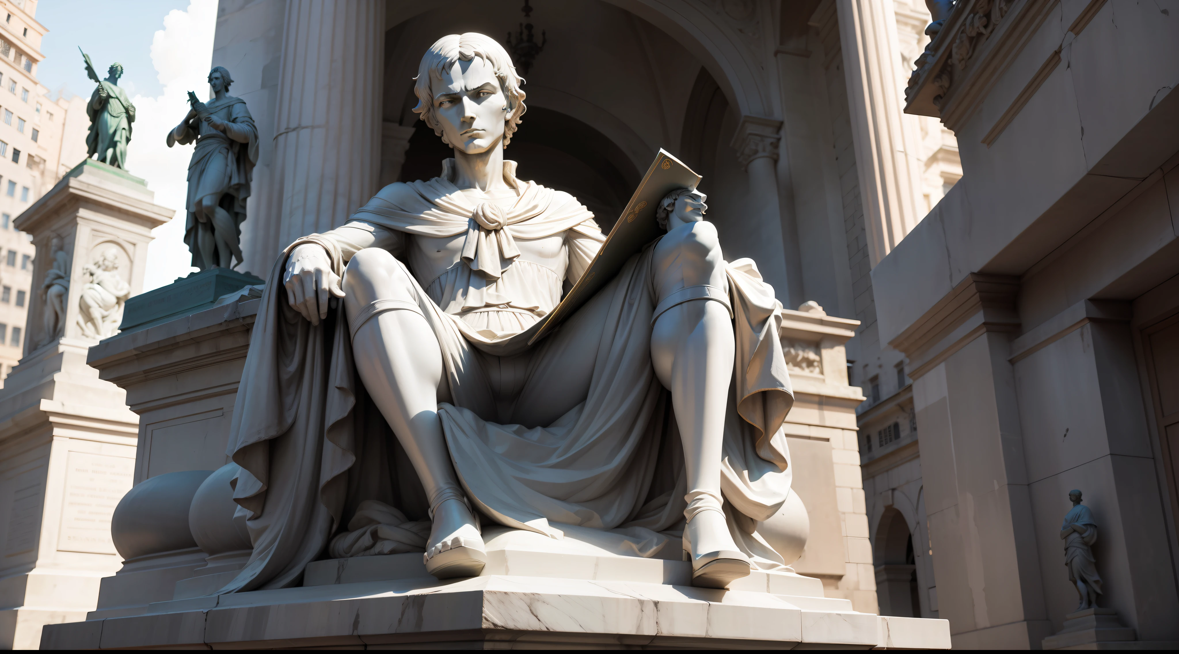 Statue of the great philosopher Niccolò Machiavelli, pensativo e imponente