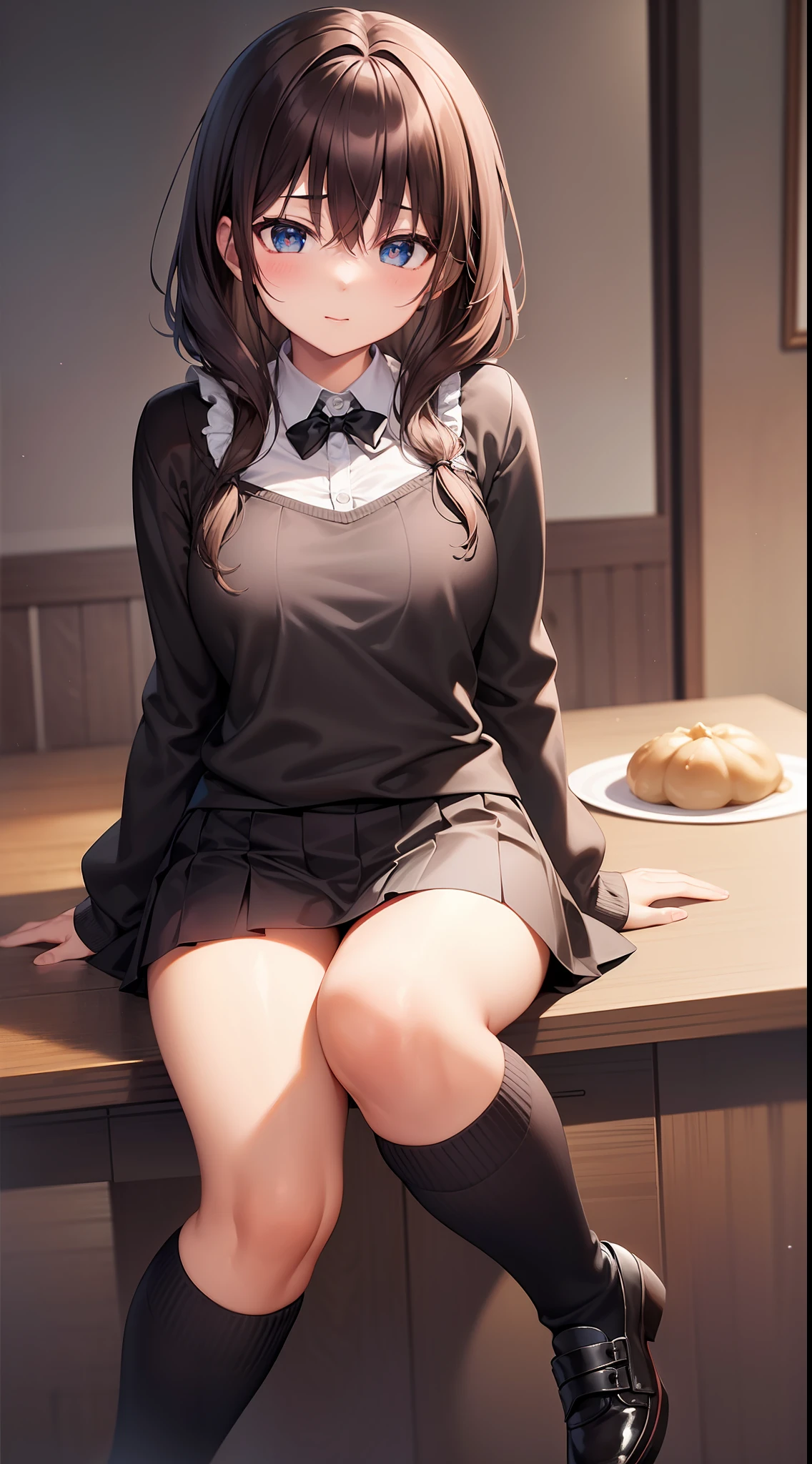 Masterpiece、top-quality、1girl in、a miniskirt、Tsukimi、dumpling、Cute anime illustration、
