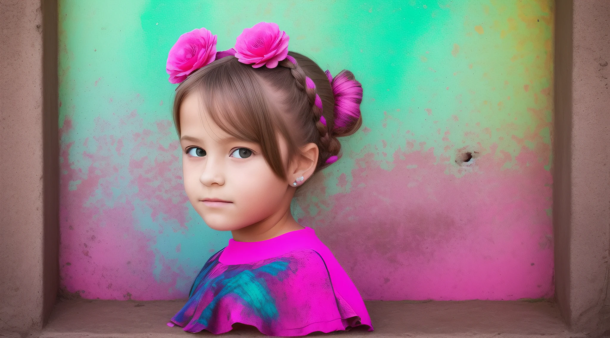 girl CHILD , Loira russa bun in hair , gelado, diversas cores.