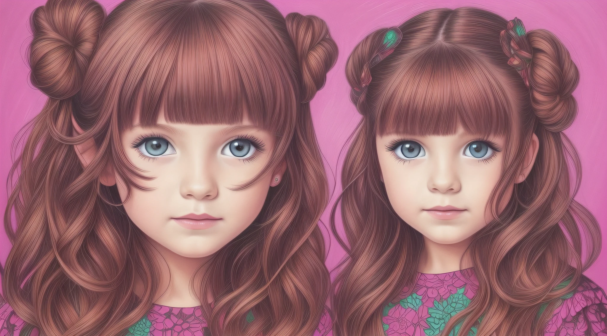 girl CHILD , Loira russa bun in hair , gelado, diversas cores.
