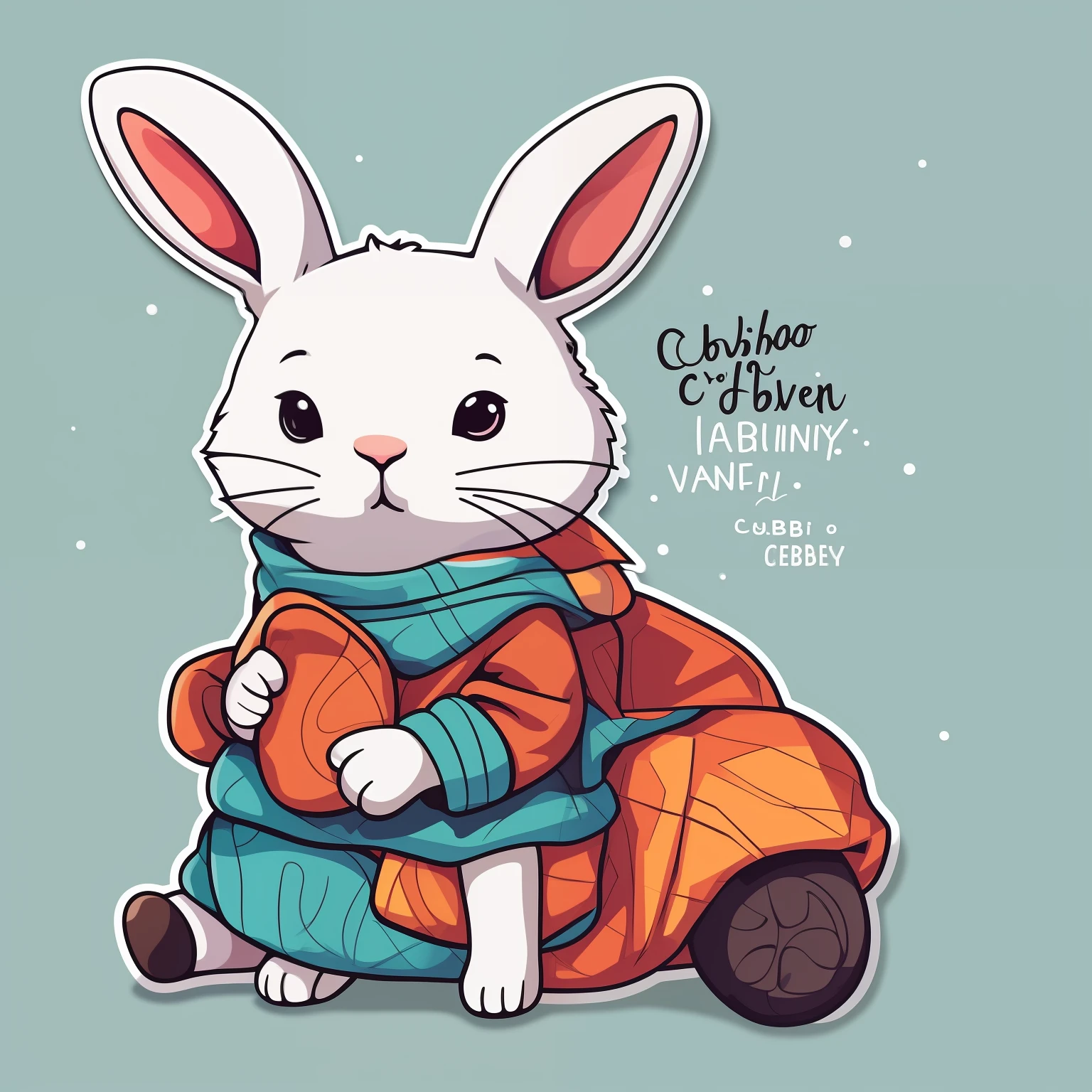 coelho dos desenhos animados enrolado em um cobertor sentado em um cobertor, cute anthropomorphic bunny, coberto com cobertor, aconchegante sob um cobertor, anthropomorphic bunny, cute illustration, arte digital detalhada bonito, coelho, suave - quente, coelho_coelhinho, a rabbit full of hope, Rabbt_character, coelho branco, frio, vector illustration, noites geladas