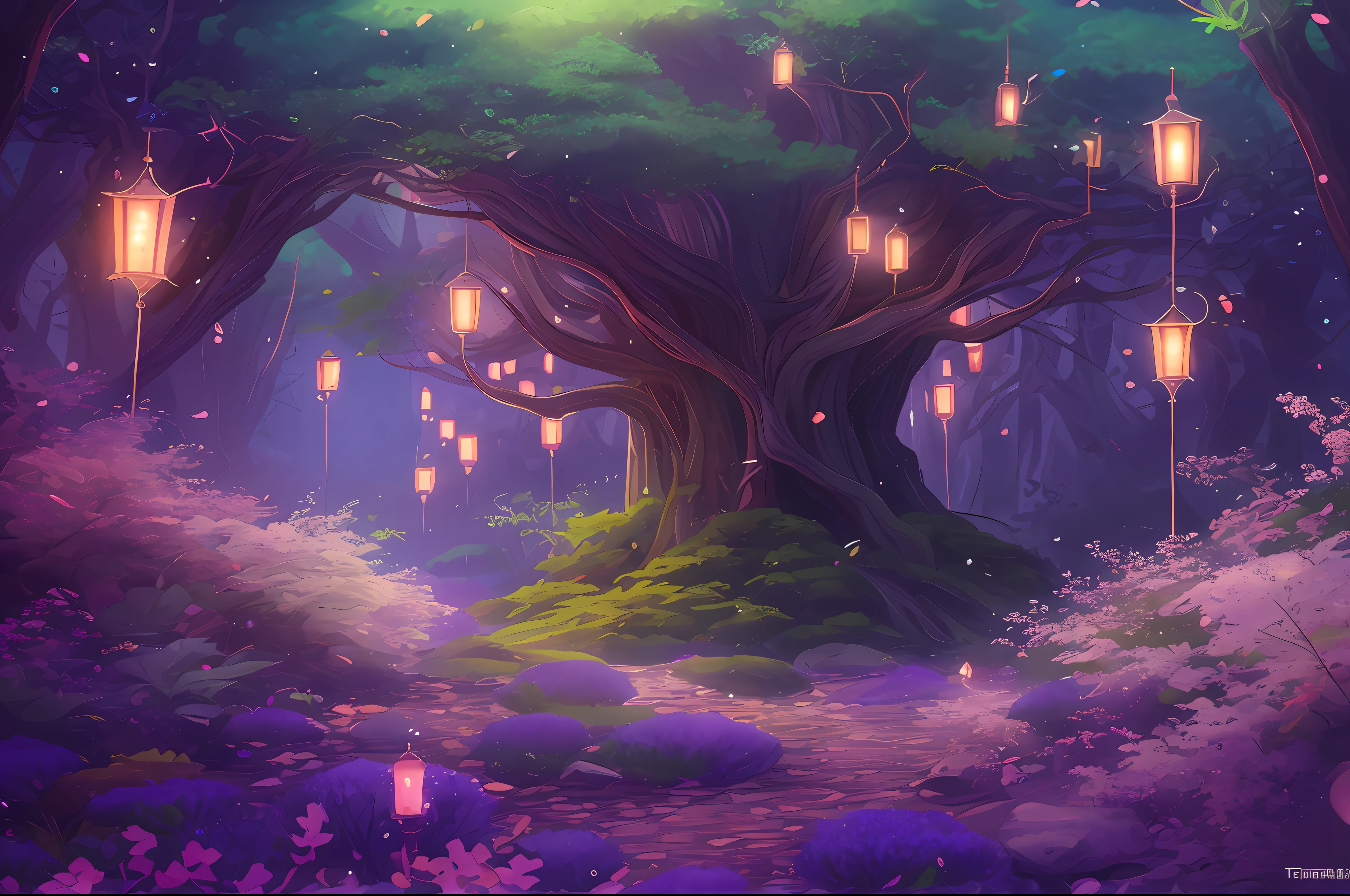 tmasterpiece,Best quality at best,high high quality,the Extremely Detailed CG Unity 8K Wallpapers,An enchanting and dreamy scene of a fantasy forest,Towering trees with lush leaves,Purple glowing lotus flower,Hidden Fairy Canyon,Creates a mysterious and captivating feeling,art stations,digital illustrations,复杂,Uptrend,pastel colour,oil painted,award winning photography,Bokeh,depth of fields,hdr,blooms,color difference,真实感,The is very detailed,Art Station trend,CGSociety trends,复杂,high detal,dramatics,Midjourney Art