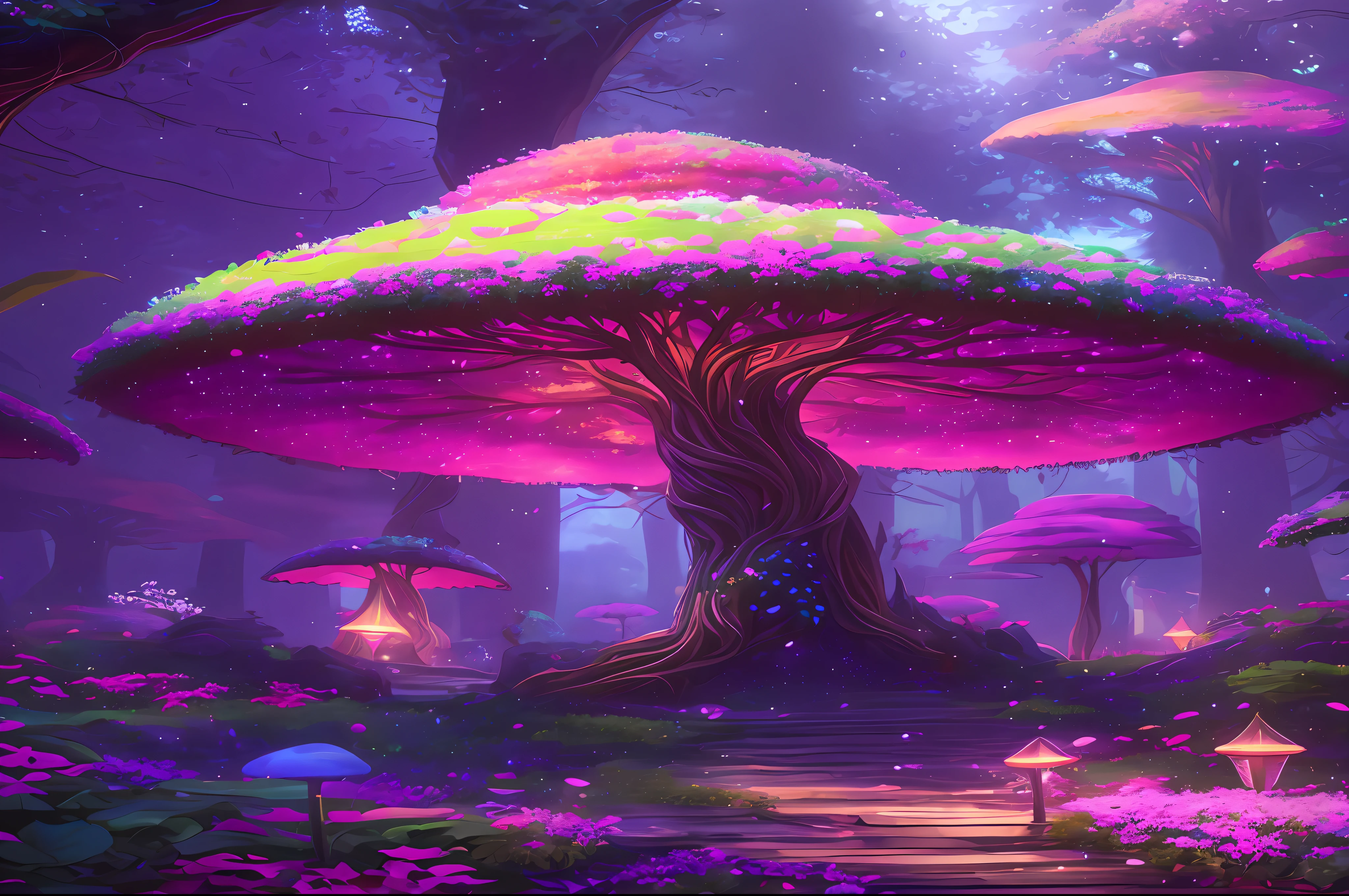 masterpiece, best quality, high quality,extremely detailed CG unity 8k wallpaper, An enchanting and dreamy scene of a fantasy forest, with towering trees, glowing mushrooms, and hidden fairy glens, creating a sense of mystique and enchantment, artstation, digital illustration, intricate, trending, pastel colors, oil paiting, award winning photography, Bokeh, Depth of Field, HDR, bloom, Chromatic Aberration ,Photorealistic,extremely detailed, trending on artstation, trending on CGsociety, Intricate, High Detail, dramatic, art by midjourney