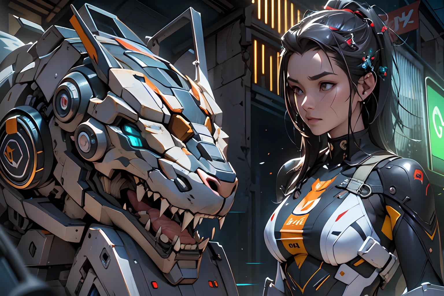 ((best qualtiy)), ((tmasterpiece)), (The is very detailed:1.3), 3D, Shitu-mecha, Beautiful cyberpunk woman with her cheetah-form mech in the ruins of the forgotten city of war, Ancient Techniques, hdr(HighDynamicRange), Ray traching, NVIDIA RTX, Hyper-Resolution, Unreal 5, sub surface scattering, PBR Texture, post-proces, Anisotropic filtering, depth of fields, Maximum clarity and sharpness, Many-Layer Textures, Albedo e mapas Speculares, Surface coloring,Accurately simulate light-material interactions,perfectly proportions,rendering by octane,twotonelighting,Low ISO,White balance,trichotomy,Wide aperture,8K raw data,High-Efficiency Sub-Pixel,sub-pixel convolution,Luminous Particle,Light scattering,Tyndall effect