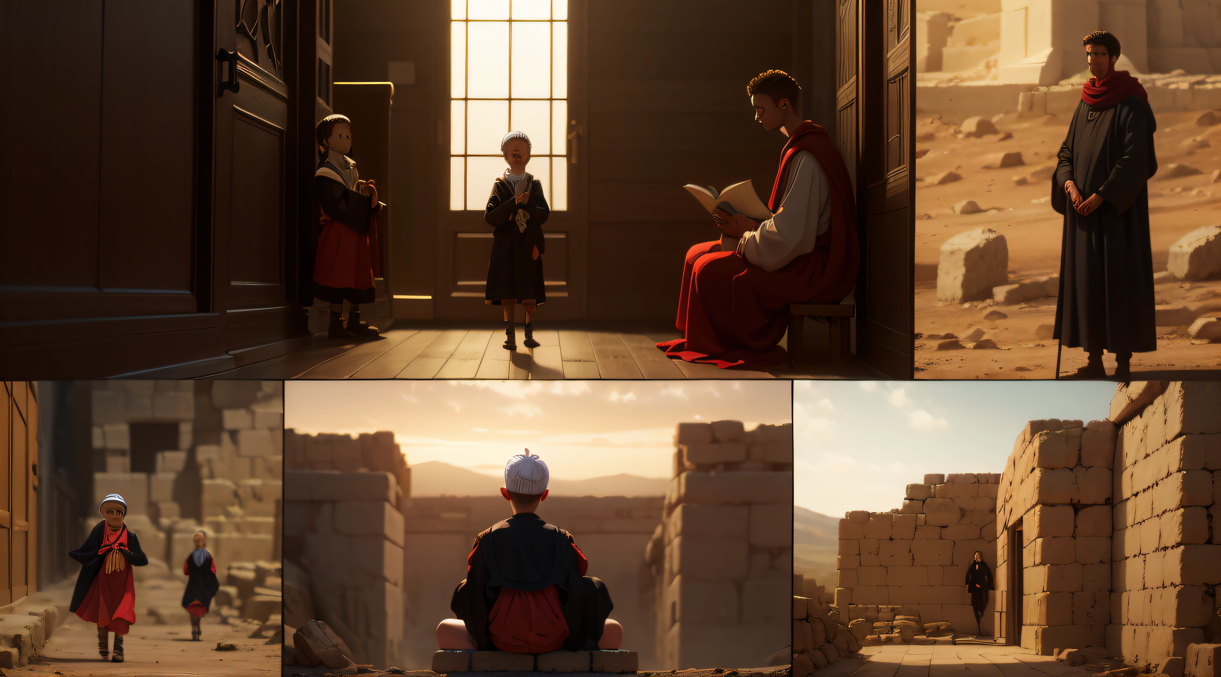 images depicting the life of Samuel, from his childhood in the temple to his days as a prophet and judge in Israel, HD, pale face, in biblical times