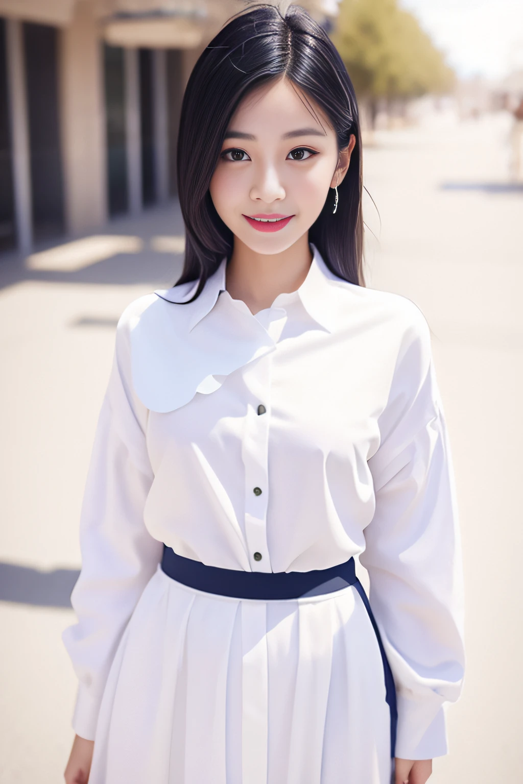 A smile、campus、robe blanche、White sleeves