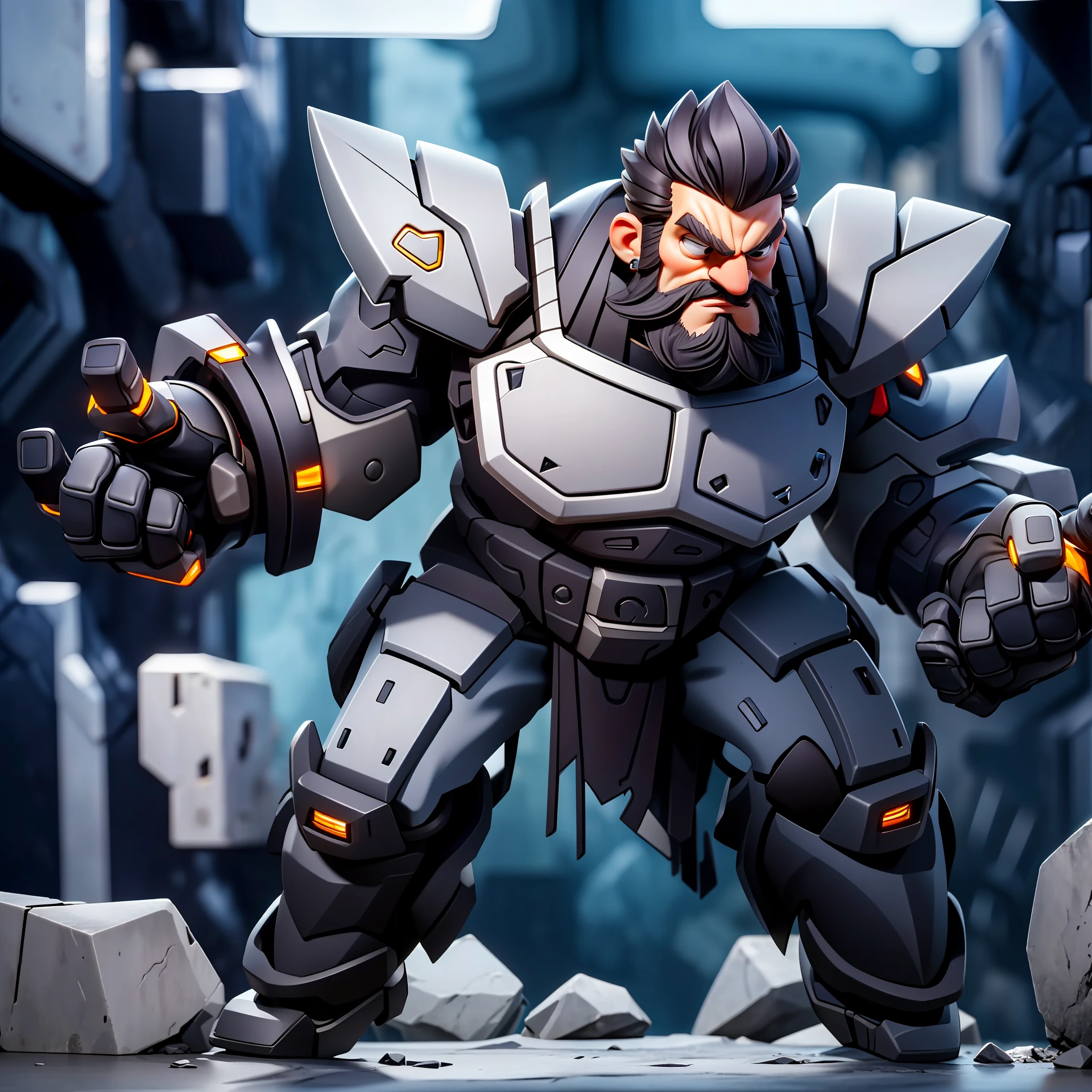 (Strong body）,Pedras preciosas、coercion, ((Black sapphire armor)), cyberpunked,A dark-haired,Beards,