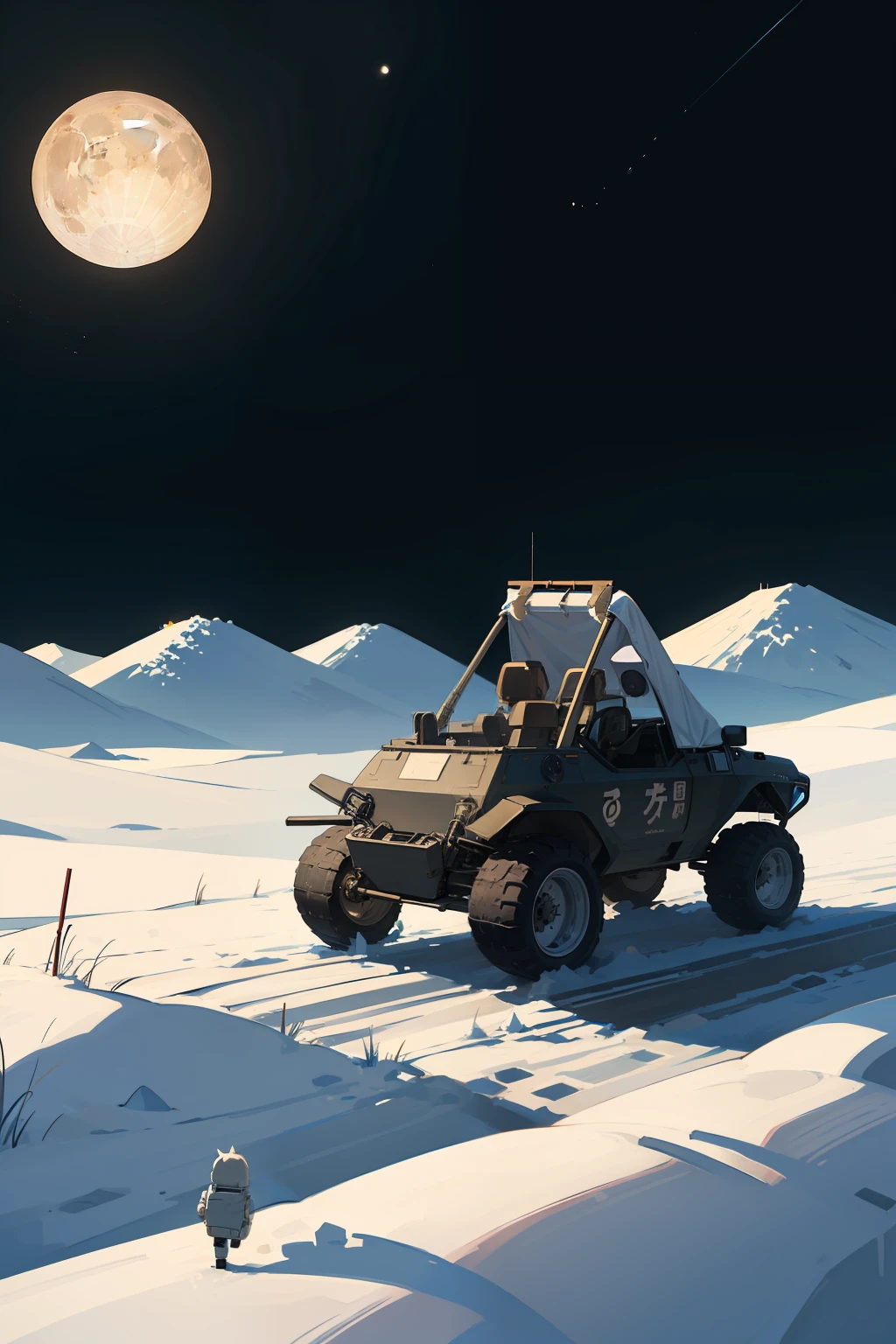 High quality, Lunar rover,japanese animation, landscape