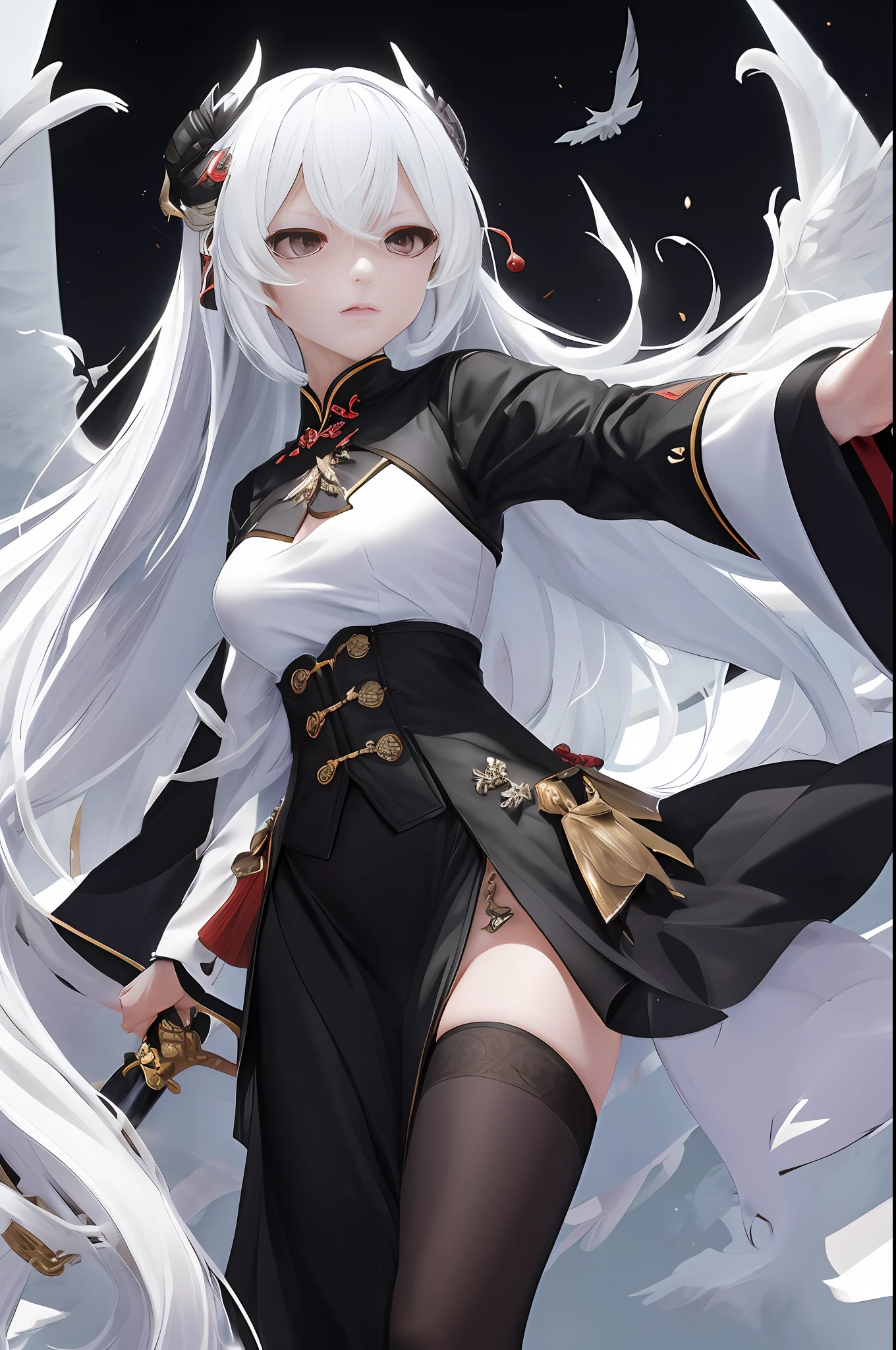 (4k高清)(High ponytail)(Expression of anger)(closeup cleavage)(Action dynamics)(Enhance the details)