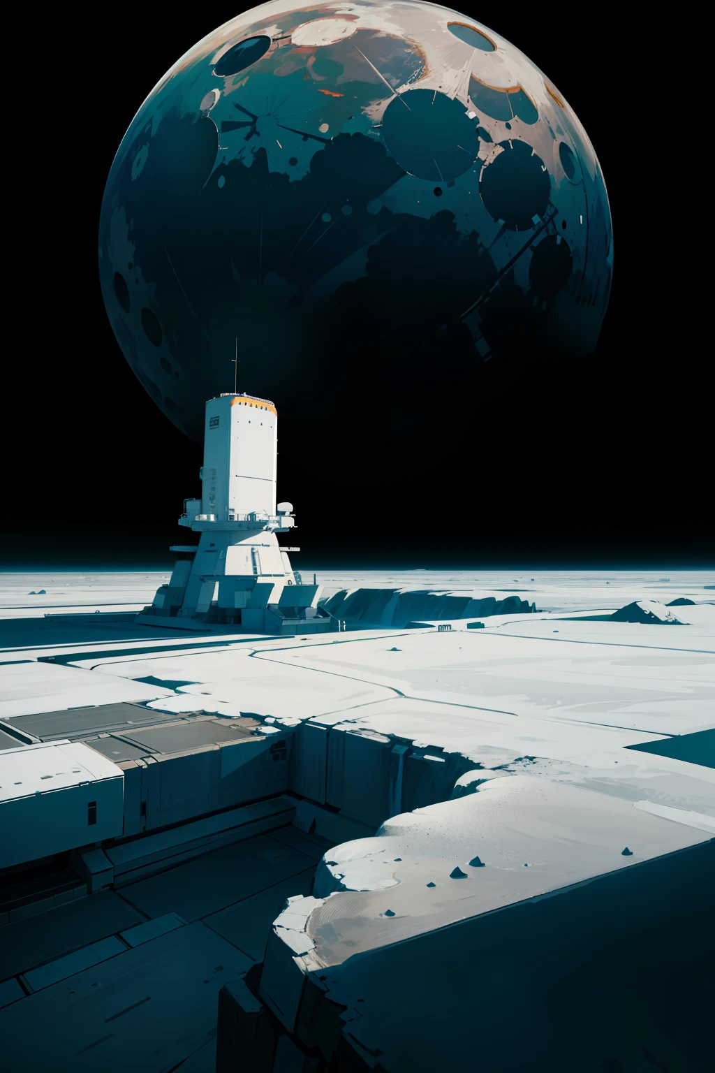 High quality, Lunar base,Composition of the base seen from a little distance.,animations, landscape