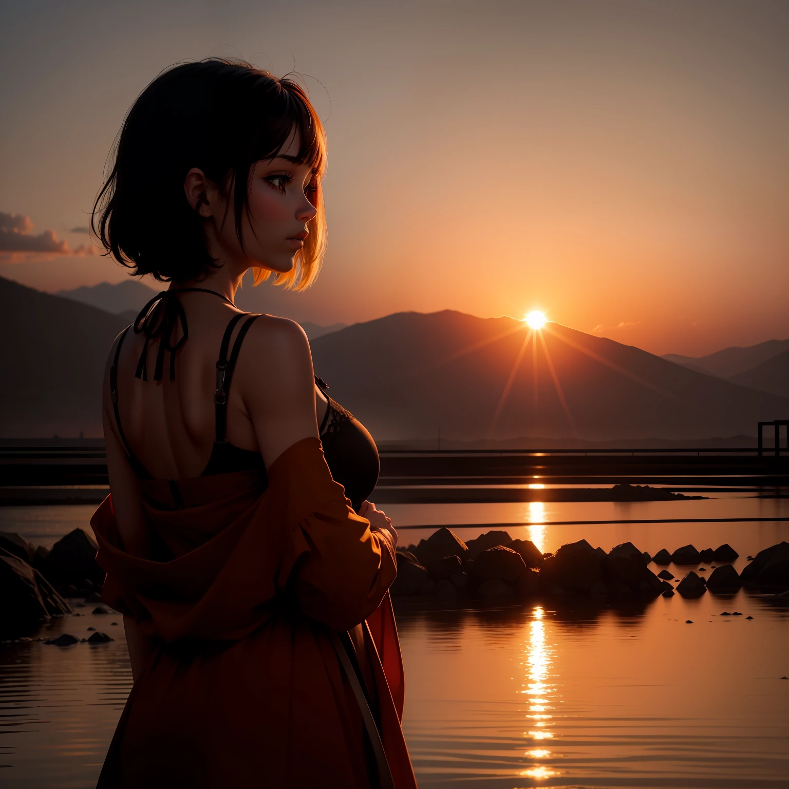 the setting sun